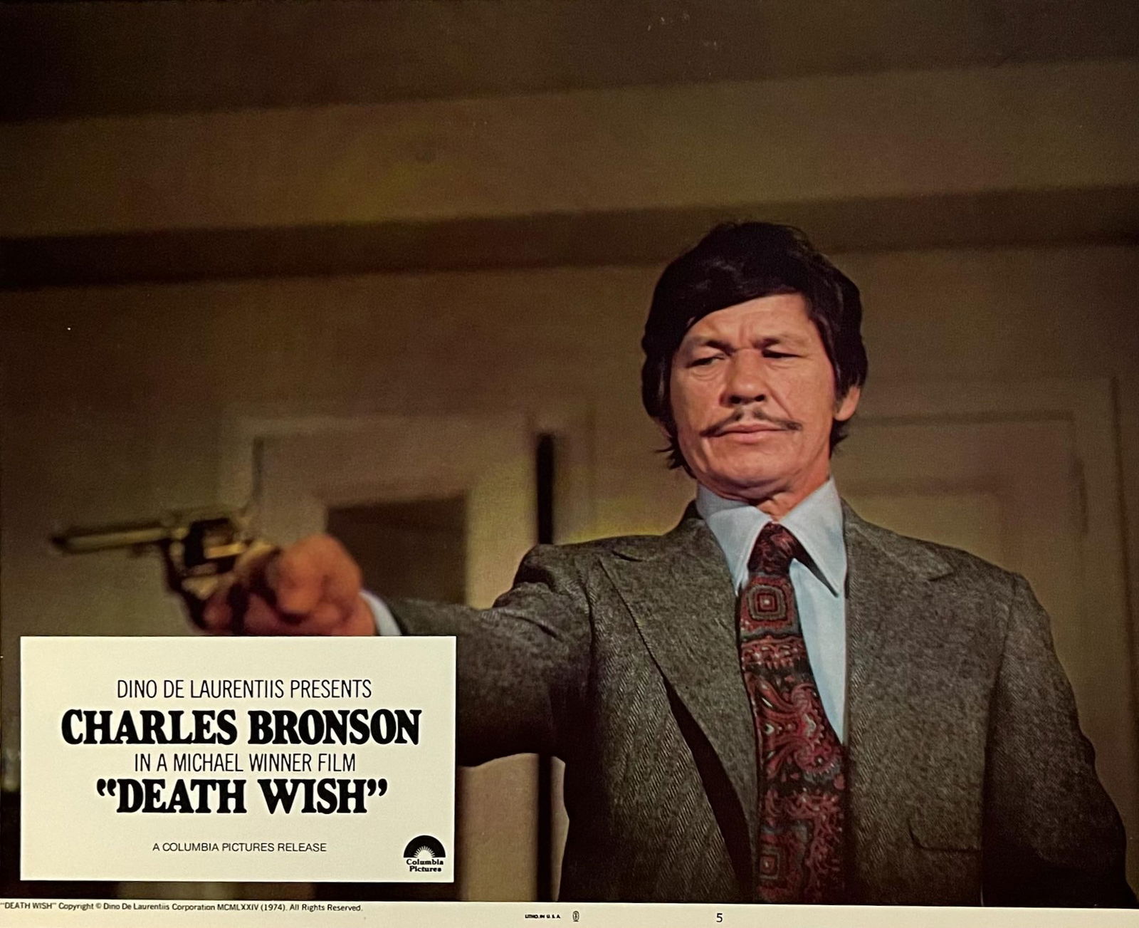Death Wish - Original 1974 Lobby Card #5: 1974: Title: Death Wish - Original 1974 Lobby Card #5: 1974 Description: Death Wish - Original 1974 Lobby Card #5 Vintage Leon Lobby Card: A New York City architect becomes a one-man vigilante squad after h