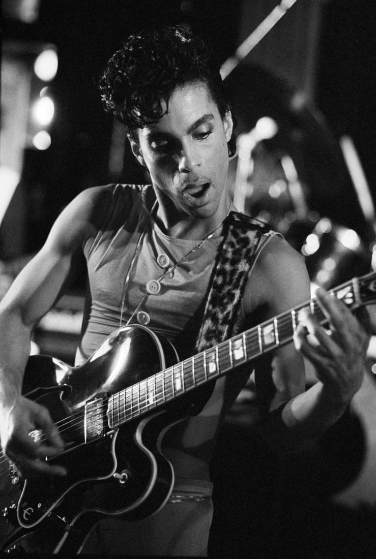 Prince 1986: 1986 (printed later): Title: Prince 1986: 1986 (printed later) Description: © Michael Putland Prince Prince performs at small London club gig after show at Wembley Arena, London 1986 Limited edition Estate print. Edit