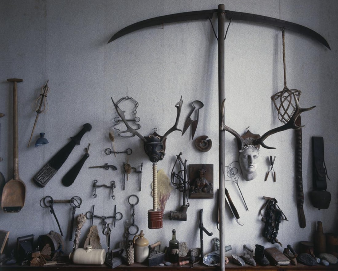 Miscellany Doddington Hall 1990 Signed Limited Edition: 1990 (printed later): Title: Miscellany Doddington Hall 1990 Signed Limited Edition: 1990 (printed later) Description: Miscellany circa 1990 by Christopher Simon Sykes A wall of discarded implements, including a large