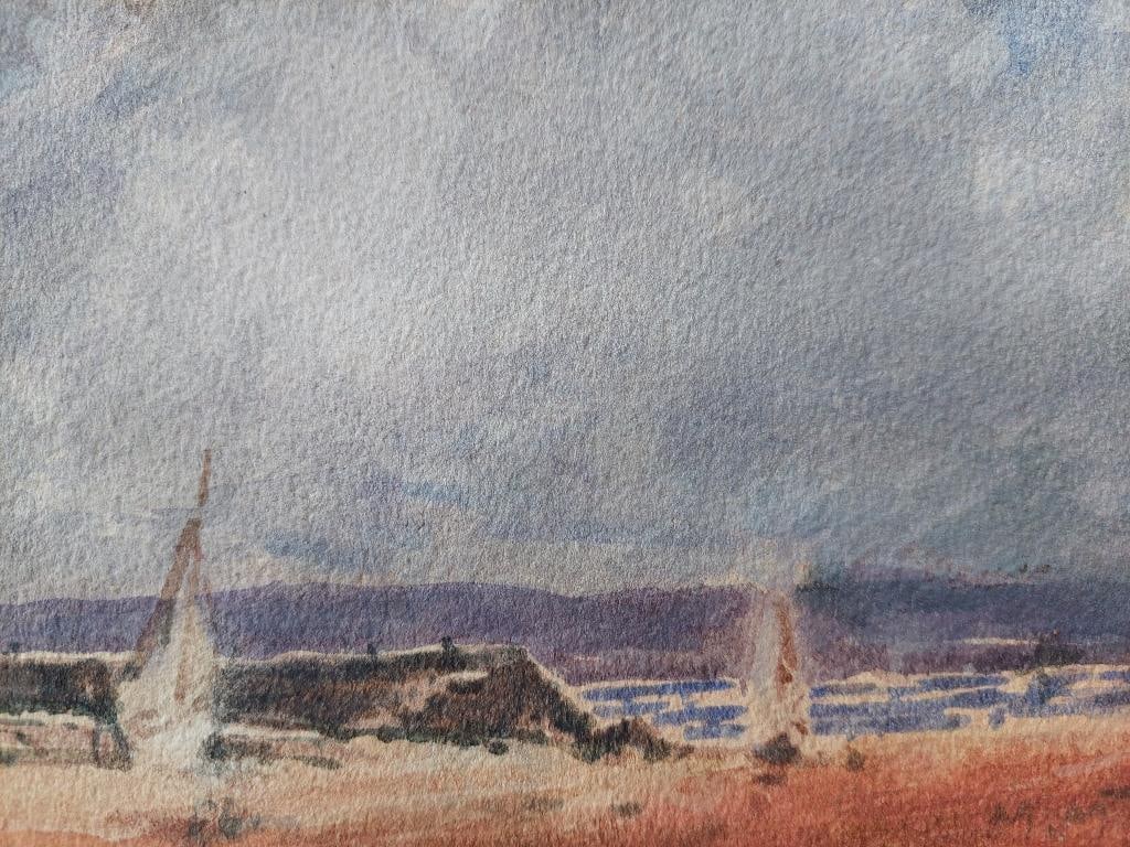 French Modernist Cubist Painting Sailboats on the Coast, 20th Century - 12