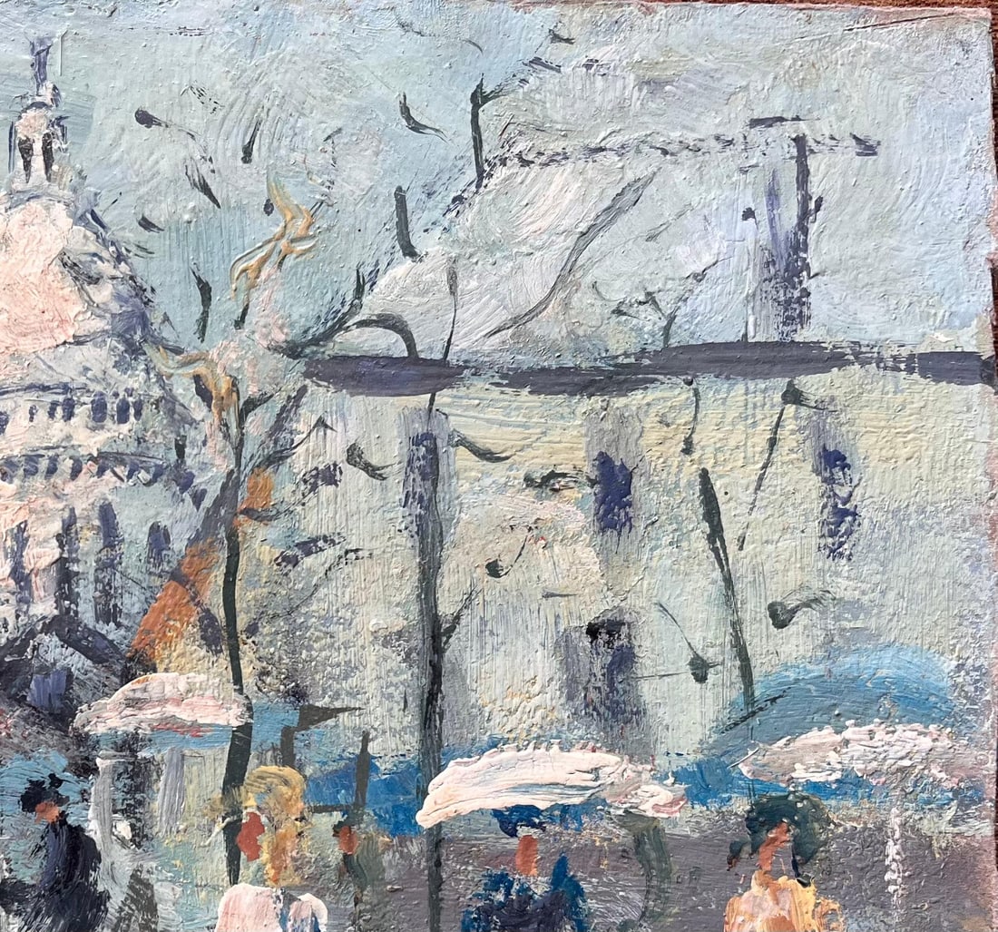 Fanch Lel; Impressionist Sunlit Market Scene at the Foot of the Sacré-Cœur in Montmartre, - 19