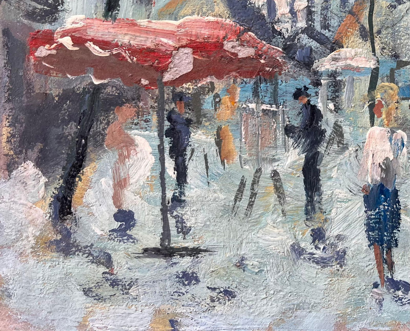 Fanch Lel; Impressionist Sunlit Market Scene at the Foot of the Sacré-Cœur in Montmartre, - 2