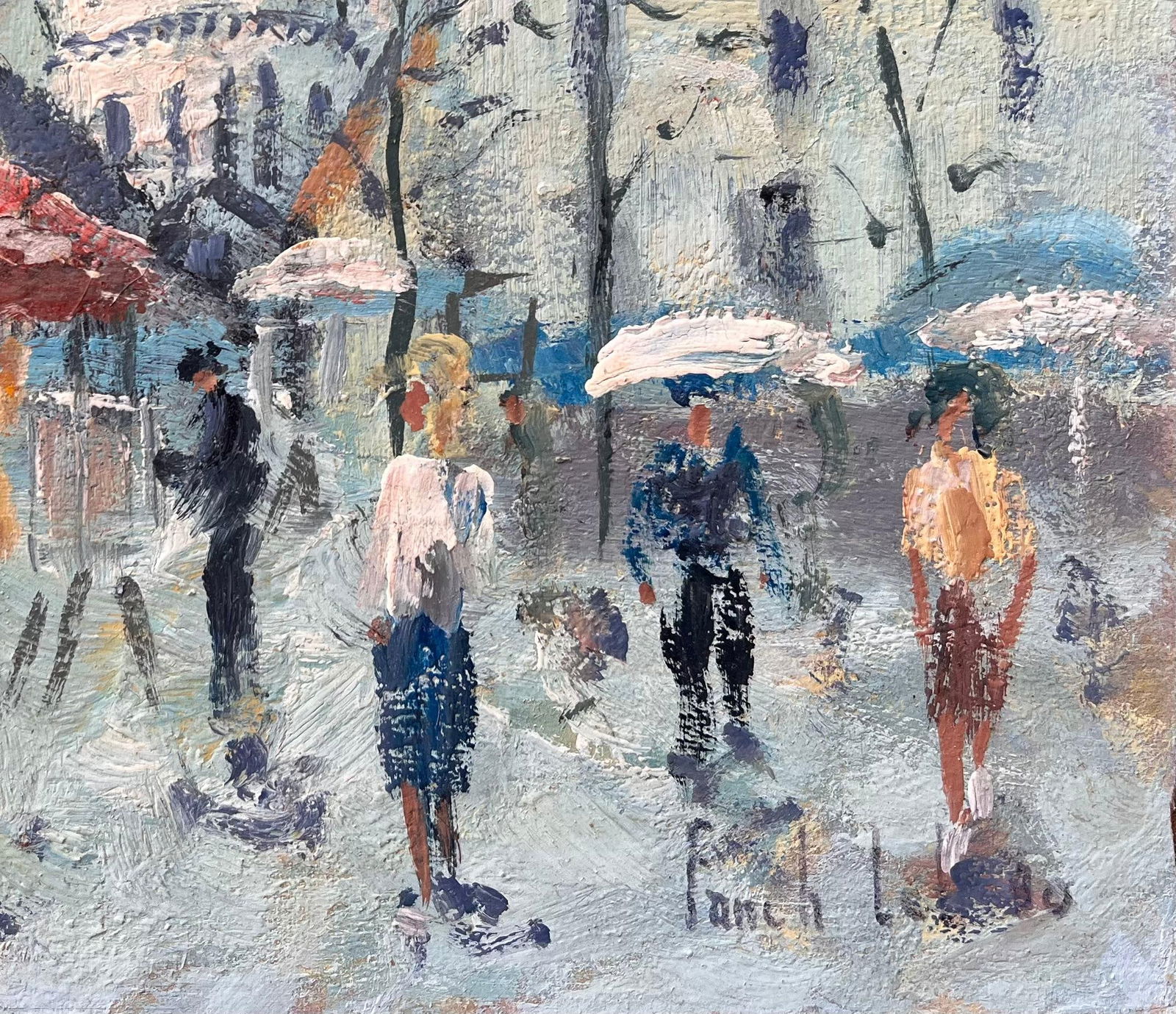 Fanch Lel; Impressionist Sunlit Market Scene at the Foot of the Sacré-Cœur in Montmartre, - 4