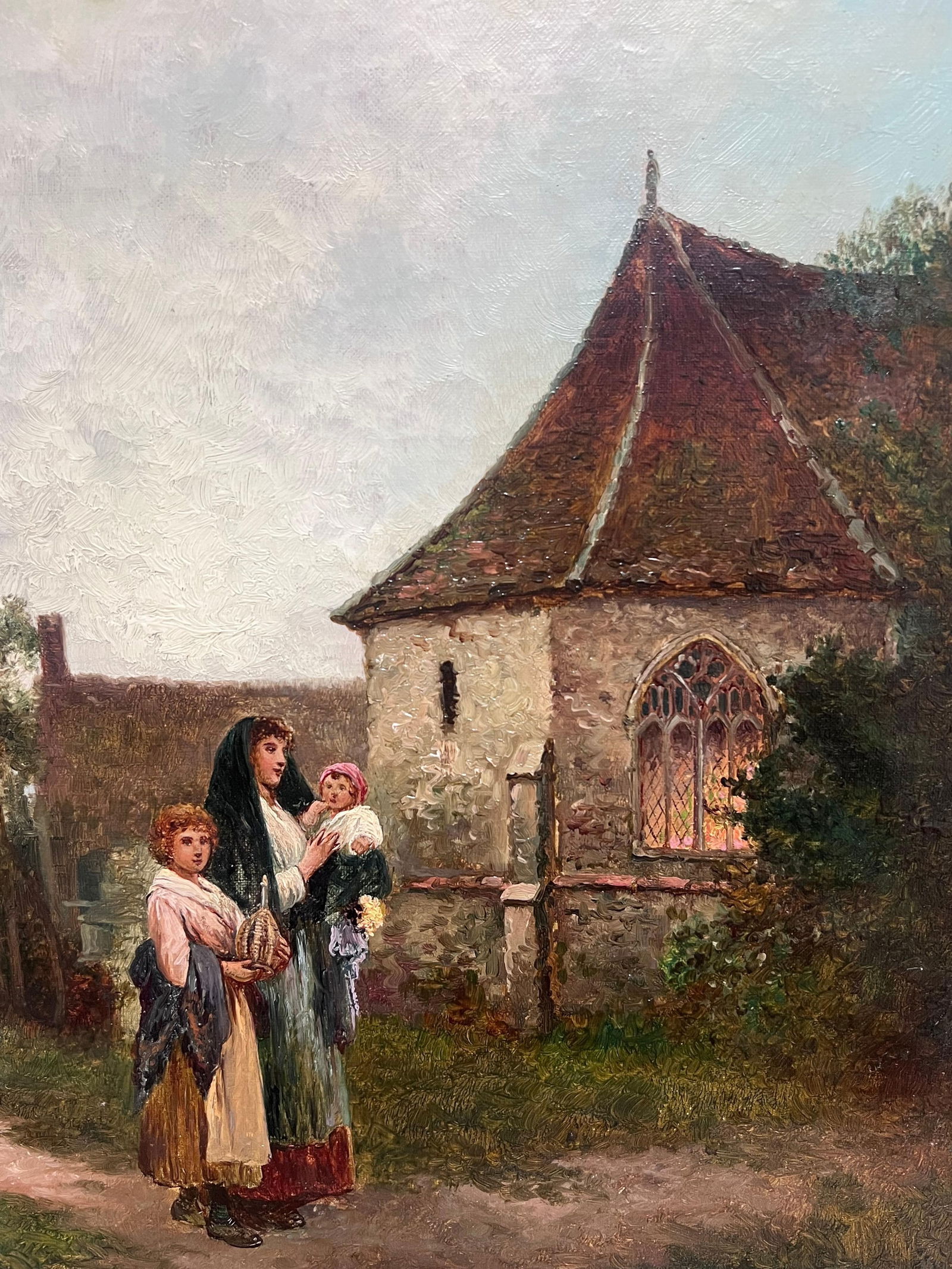 James Walter Gozzard (1888-1950); Fine Victorian British Oil Painting Young Family Walking to Church - 7