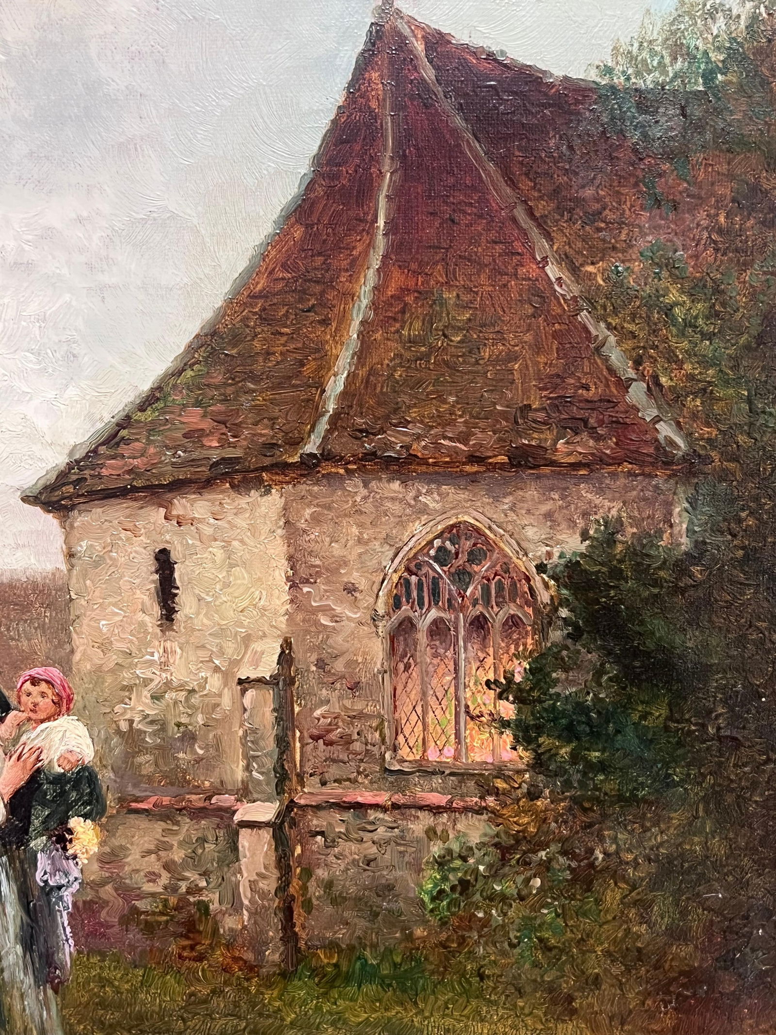 James Walter Gozzard (1888-1950); Fine Victorian British Oil Painting Young Family Walking to Church - 14