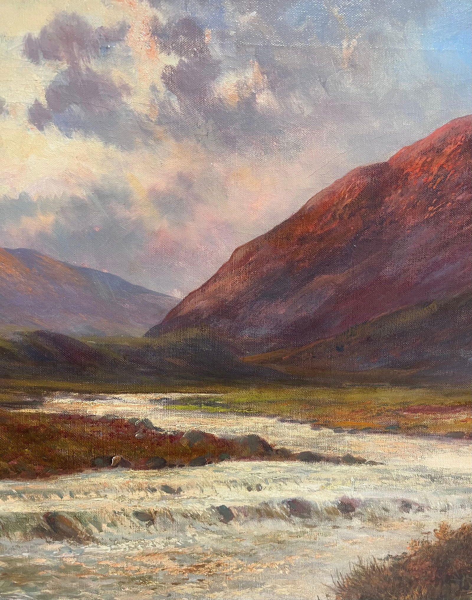F. E. Jamieson; Antique Oil Scottish Highlands Rapid River Flowing Highlands Glencoe Scotland, - 9