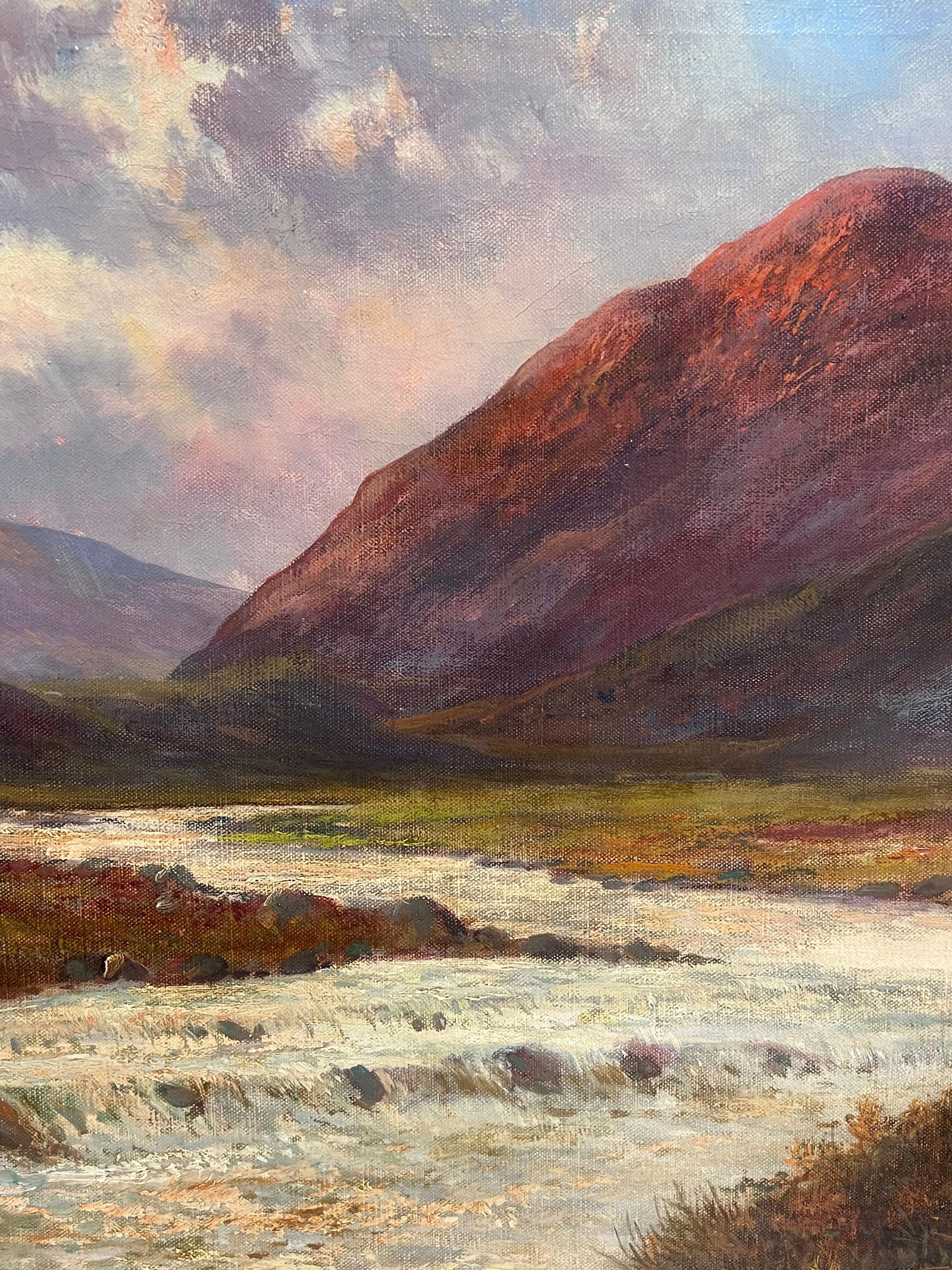 F. E. Jamieson; Antique Oil Scottish Highlands Rapid River Flowing Highlands Glencoe Scotland, - 13