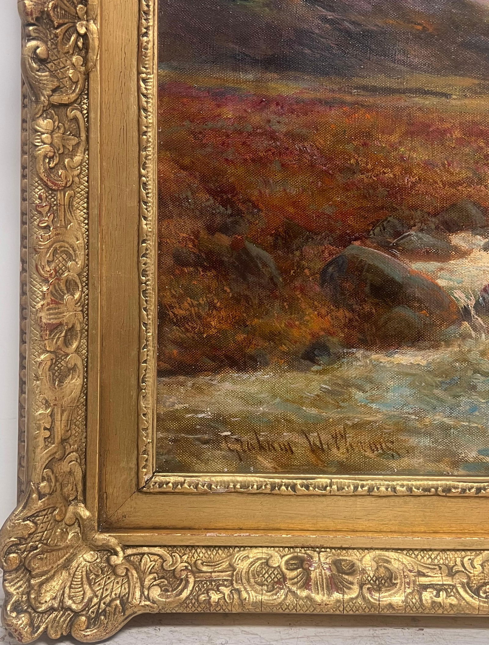 F. E. Jamieson; Antique Oil Scottish Highlands Rapid River Flowing Highlands Glencoe Scotland, - 2