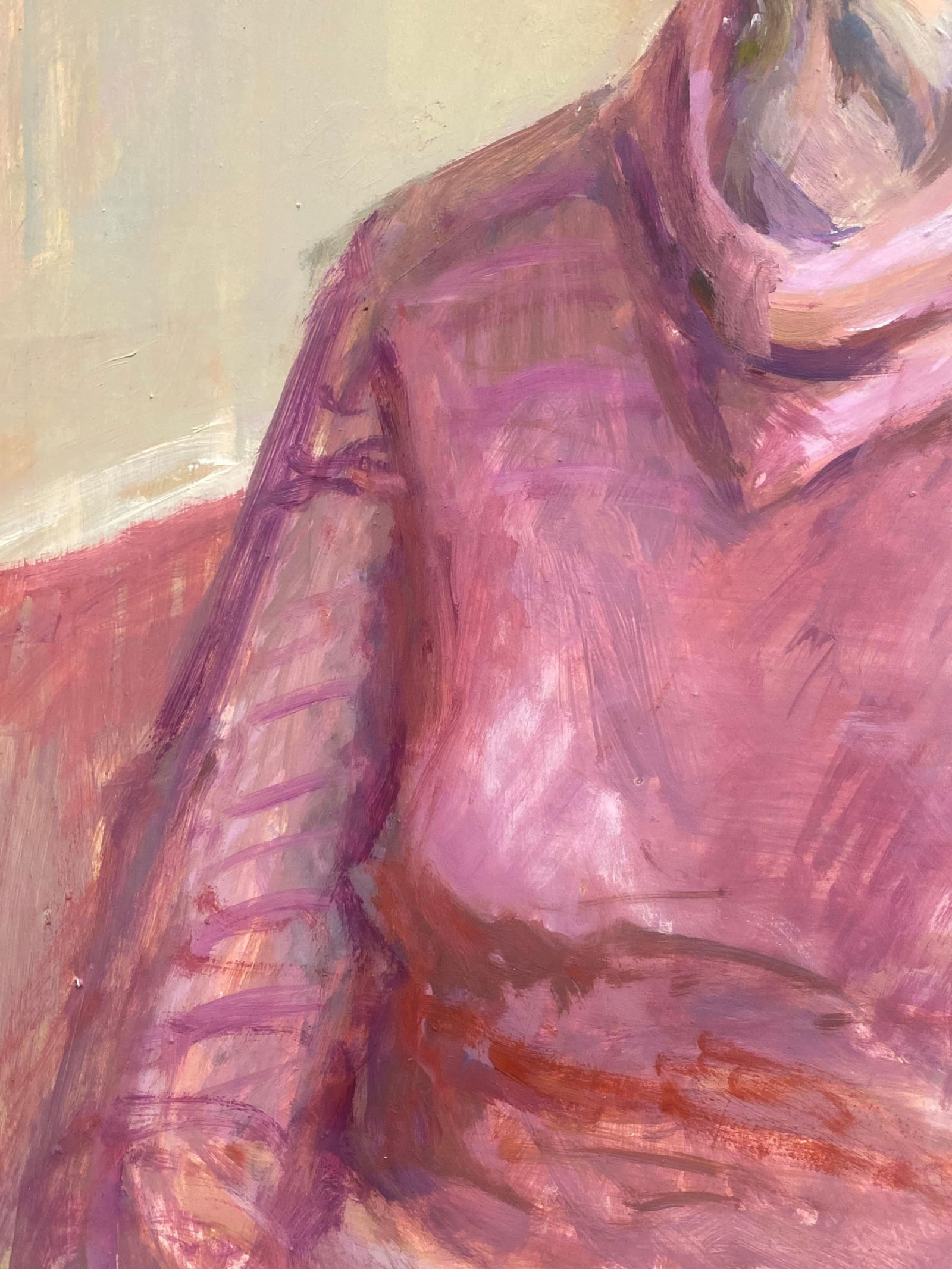 1960's British Original Oil Painting, Portrait of a Lady in Pink, circa 1960s - 9