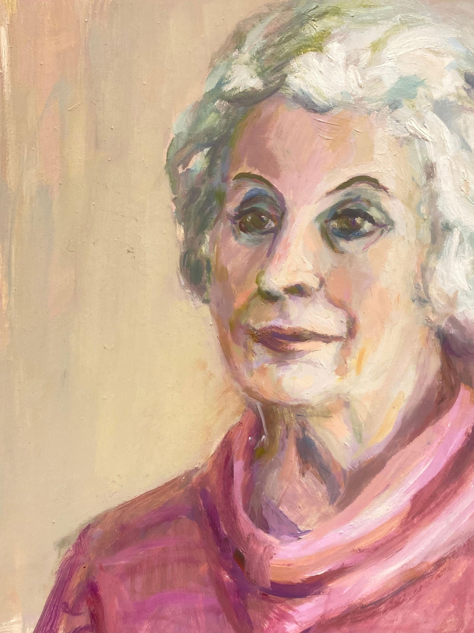 1960's British Original Oil Painting, Portrait of a Lady in Pink, circa 1960s - 6