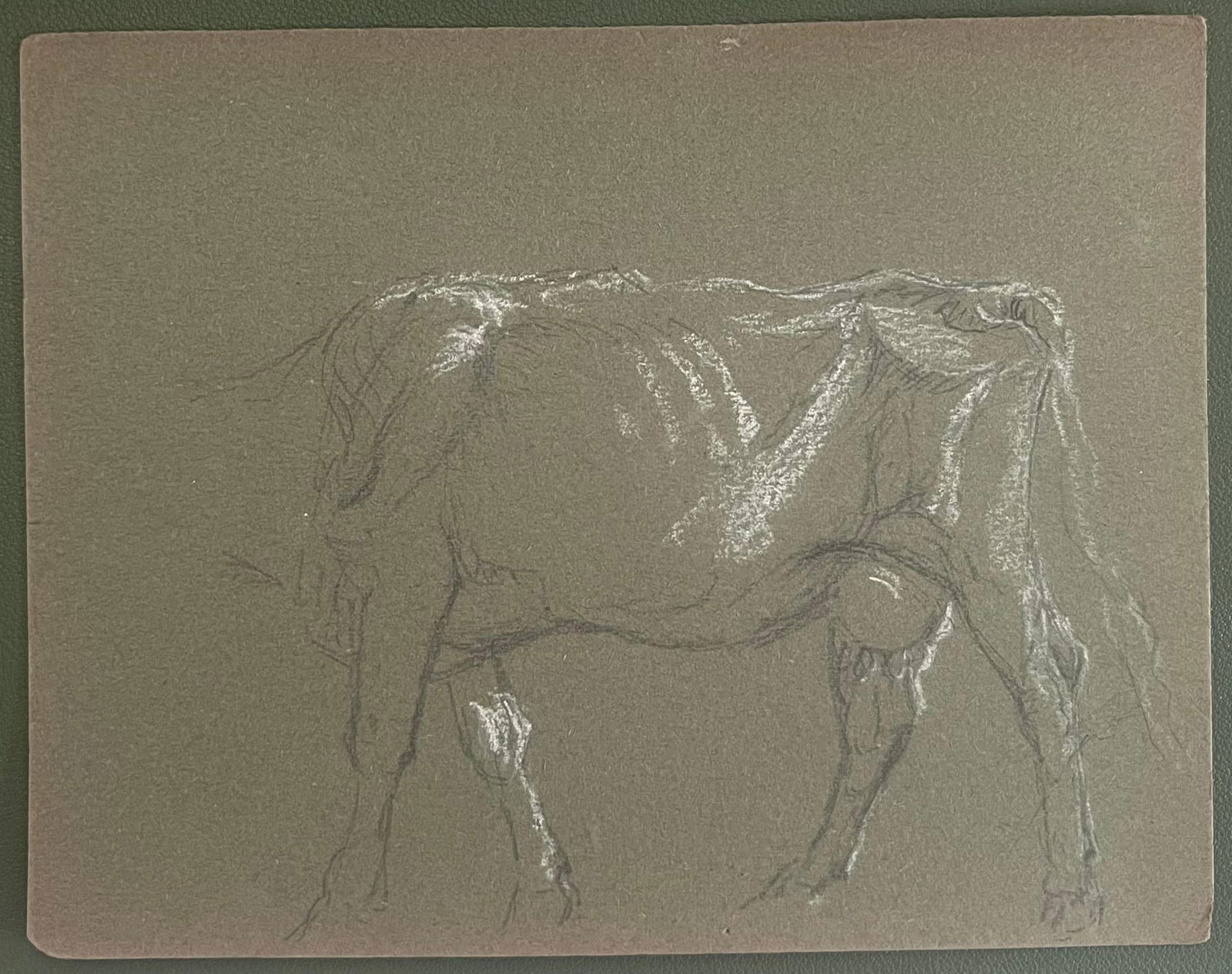 John Rabone Harvey; British Chalk Pencil Sketch Of A Cow's Body With White Features, 1966 - 3