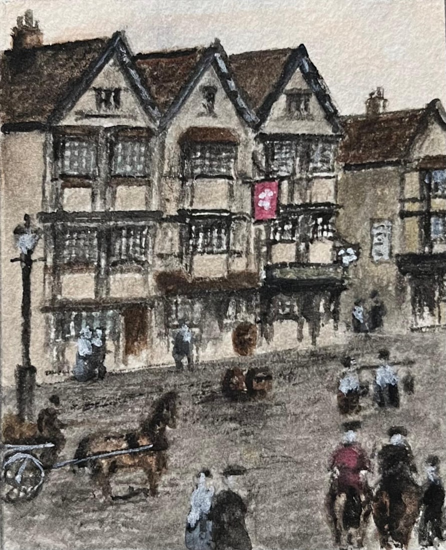 Jack Grunwell; Historic Miniature Watercolor of The Historic Llandoger Trow Inn in Bristol (1 of 6)
