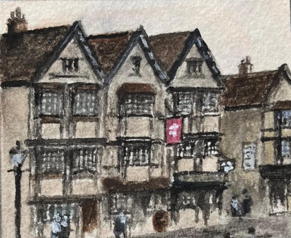 Jack Grunwell; Historic Miniature Watercolor of The Historic Llandoger Trow Inn in Bristol - 4