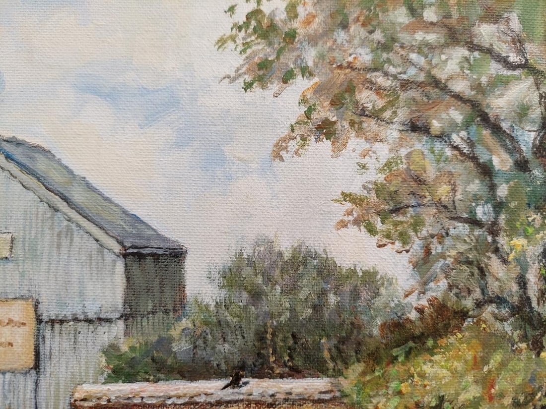 English School; Traditional English Painting Scots Pine and Chickens in a Cornish Farmyard, 20th - 3