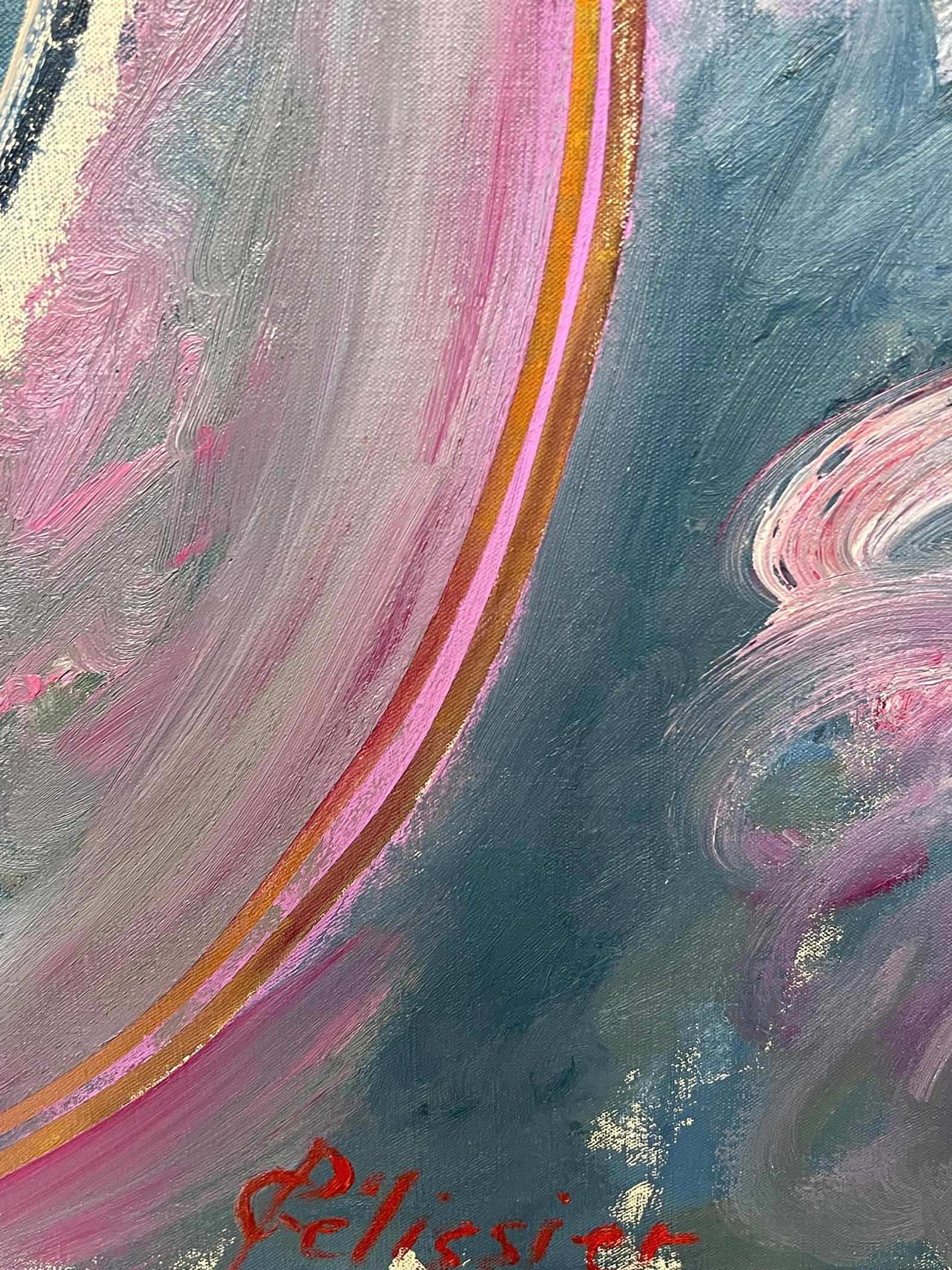 Gilbert Pelissier; Pastel Purple and Yellow Abstract with Quirky Lines French Century Painting, 87 - 8