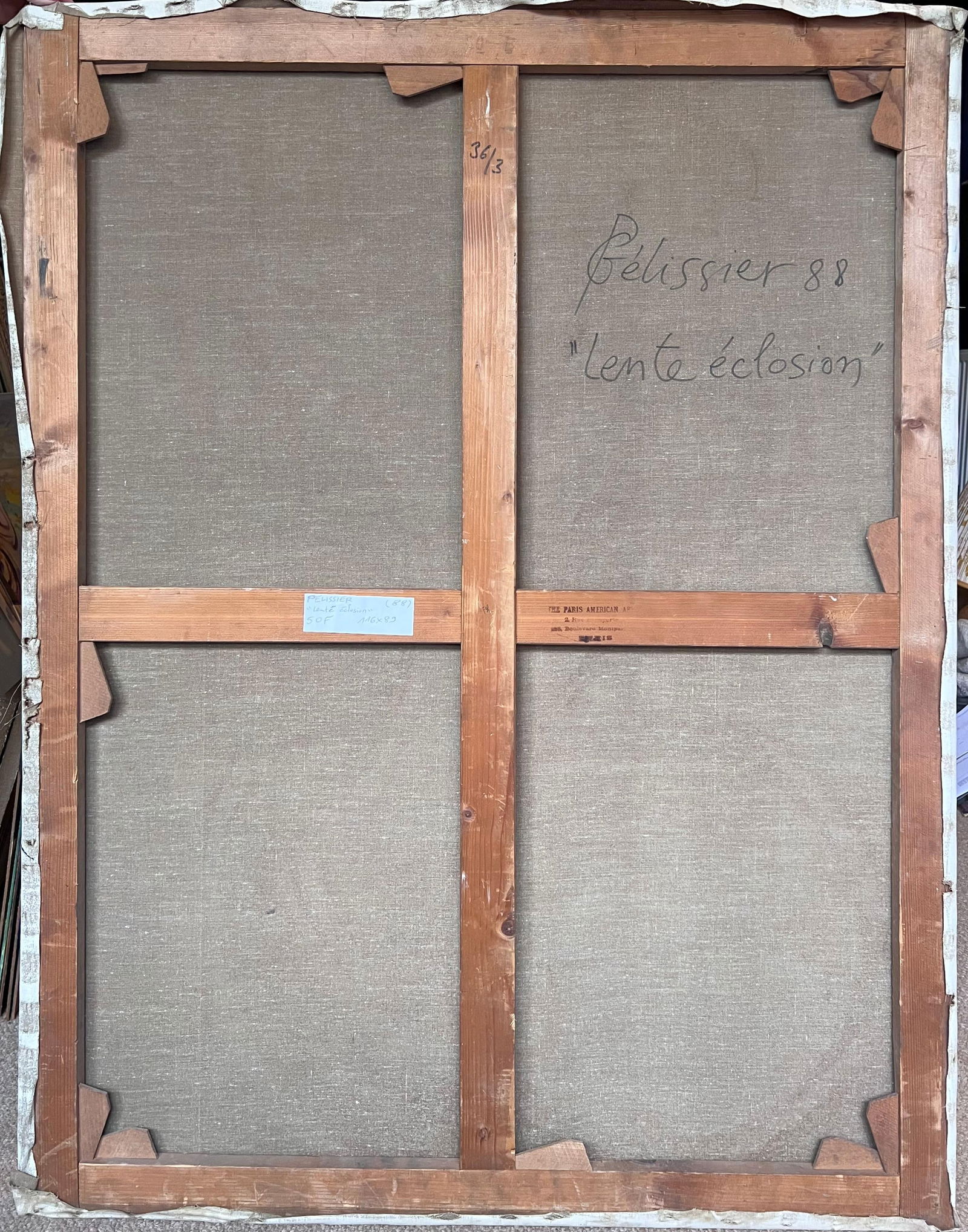 Gilbert Pelissier; Pastel Purple and Yellow Abstract with Quirky Lines French Century Painting, 87 - 13