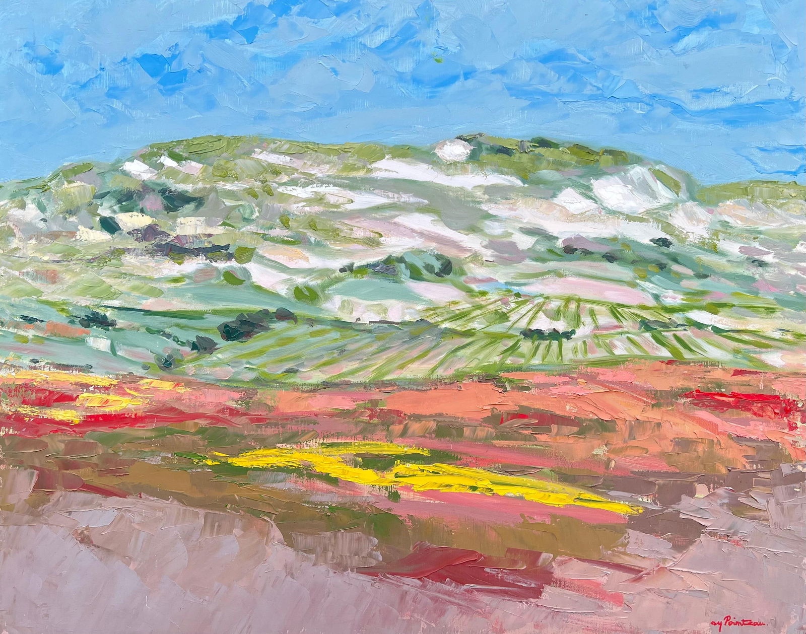 Spanish artist; Contemporary Spanish Oil Vibrant Fields Under Vast Sky Impressionist Landscape, 1996 - 4