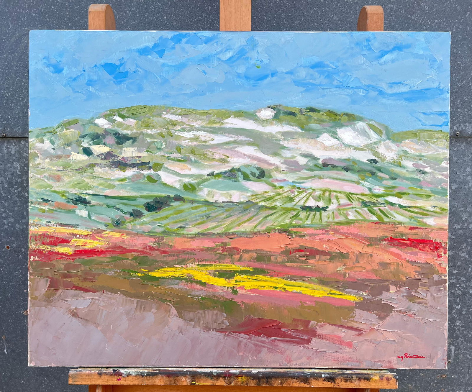 Spanish artist; Contemporary Spanish Oil Vibrant Fields Under Vast Sky Impressionist Landscape, 1996 - 5