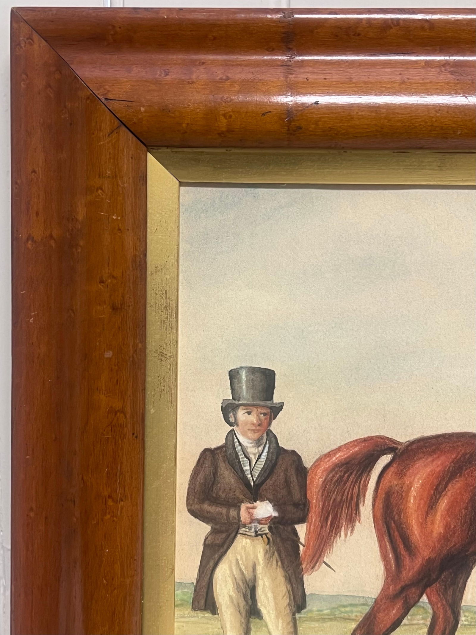 British Sporting Art; Fine 1820's British Sporting Art Painting Racehorse Owner, Horse & Groom, - 7
