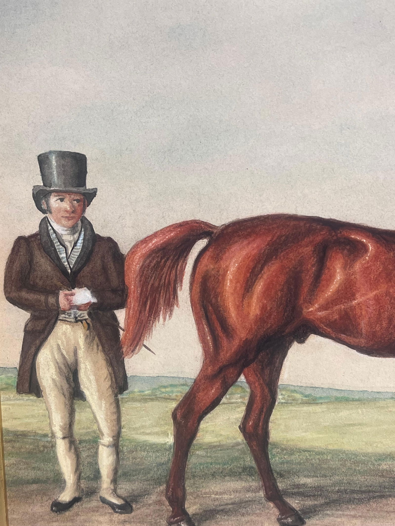 British Sporting Art; Fine 1820's British Sporting Art Painting Racehorse Owner, Horse & Groom, - 8