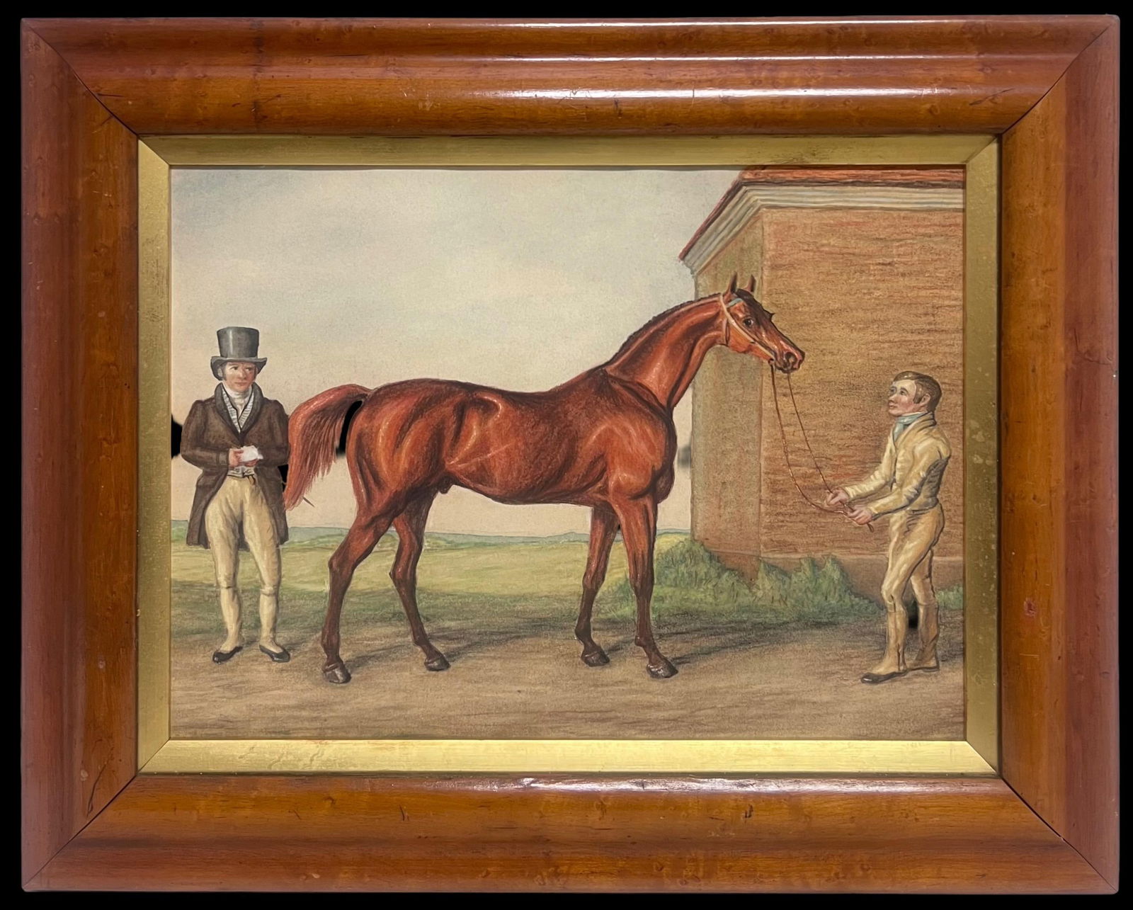 British Sporting Art; Fine 1820's British Sporting Art Painting Racehorse Owner, Horse & Groom, - 13