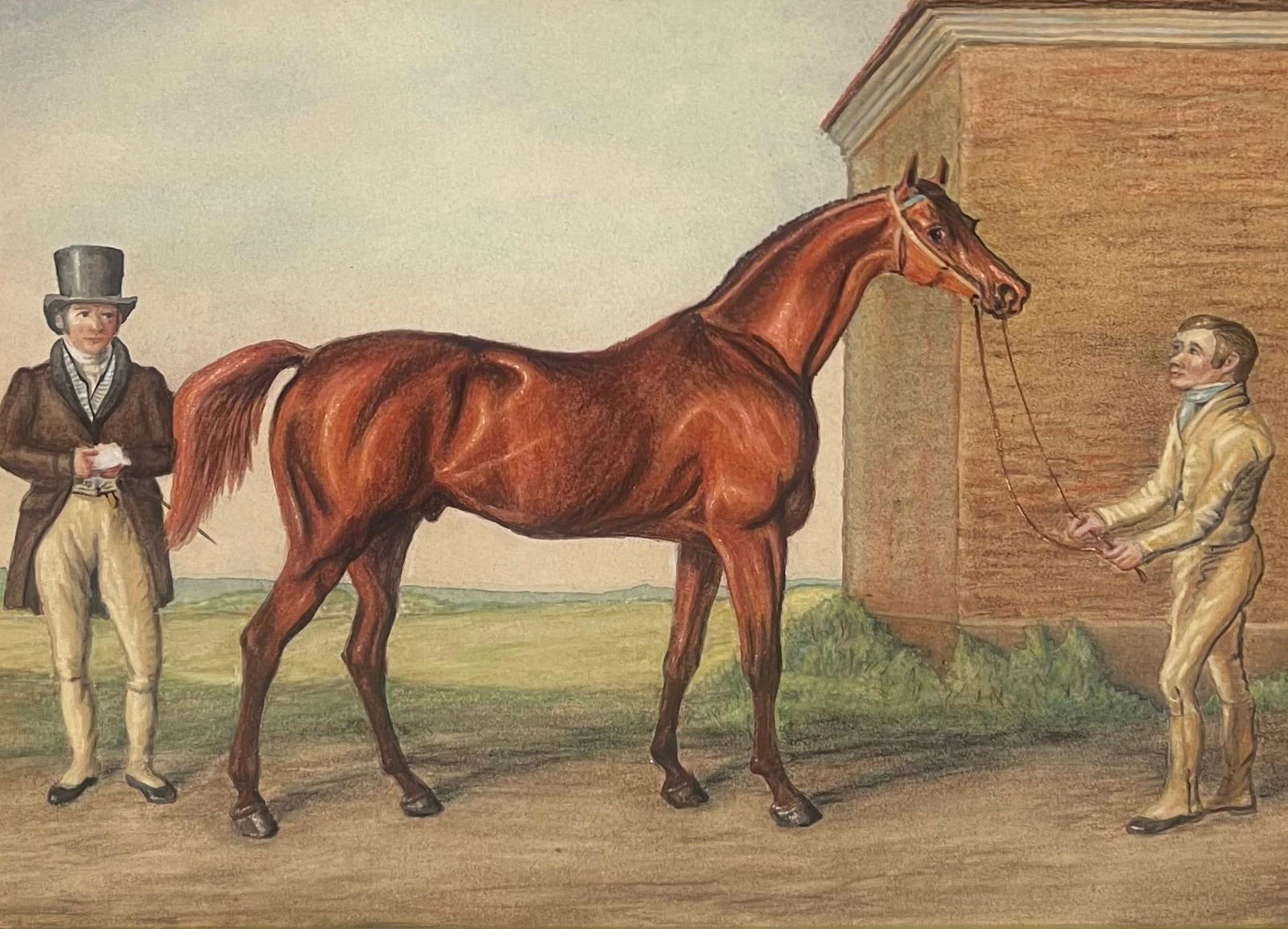 British Sporting Art; Fine 1820's British Sporting Art Painting Racehorse Owner, Horse & Groom, - 14