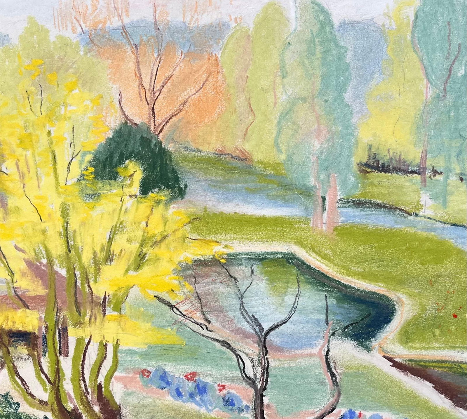 Anne Marie Migette Perard; Mid-20th Century Post-Impressionist Garden Landscape with Yellow Tree - 2