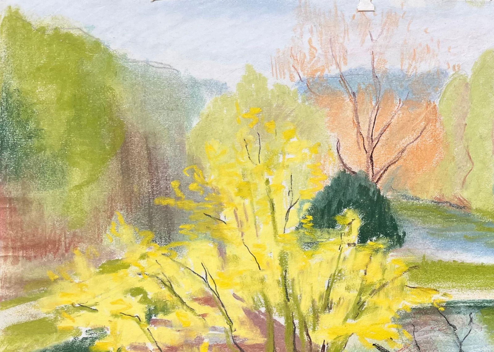Anne Marie Migette Perard; Mid-20th Century Post-Impressionist Garden Landscape with Yellow Tree - 6