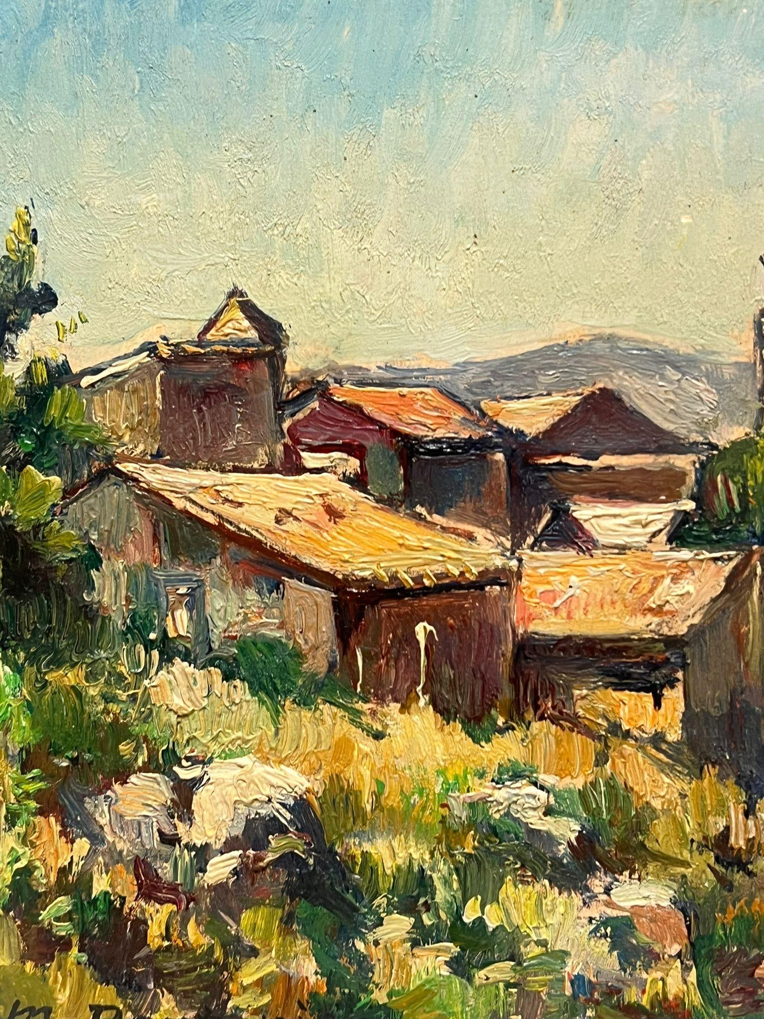 French School; 1950's French Signed Oil Sunlit Village in Provence French Oil Painting, mid 20th - 11