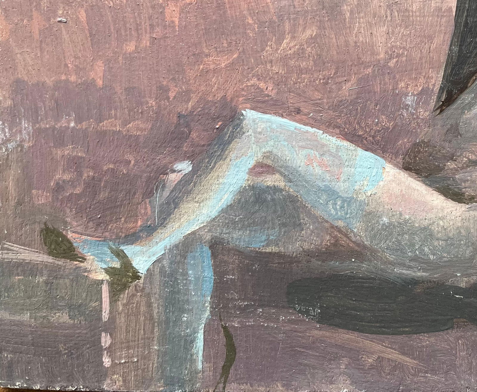 Bernadette Kelly; Modernist French Oil Painting Reclining Figure Woman Blue Stockings and Shoes - 18