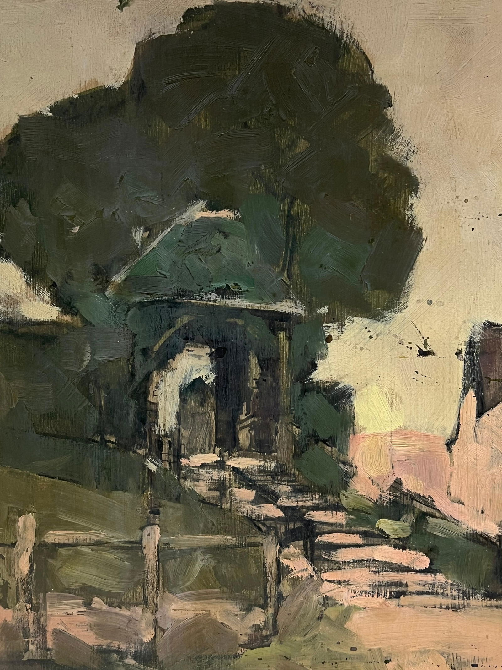Harold Storey; 1920's Scottish Impressionist Oil Painting Pink Step Pathway Rustic Archway, 1925 - 13