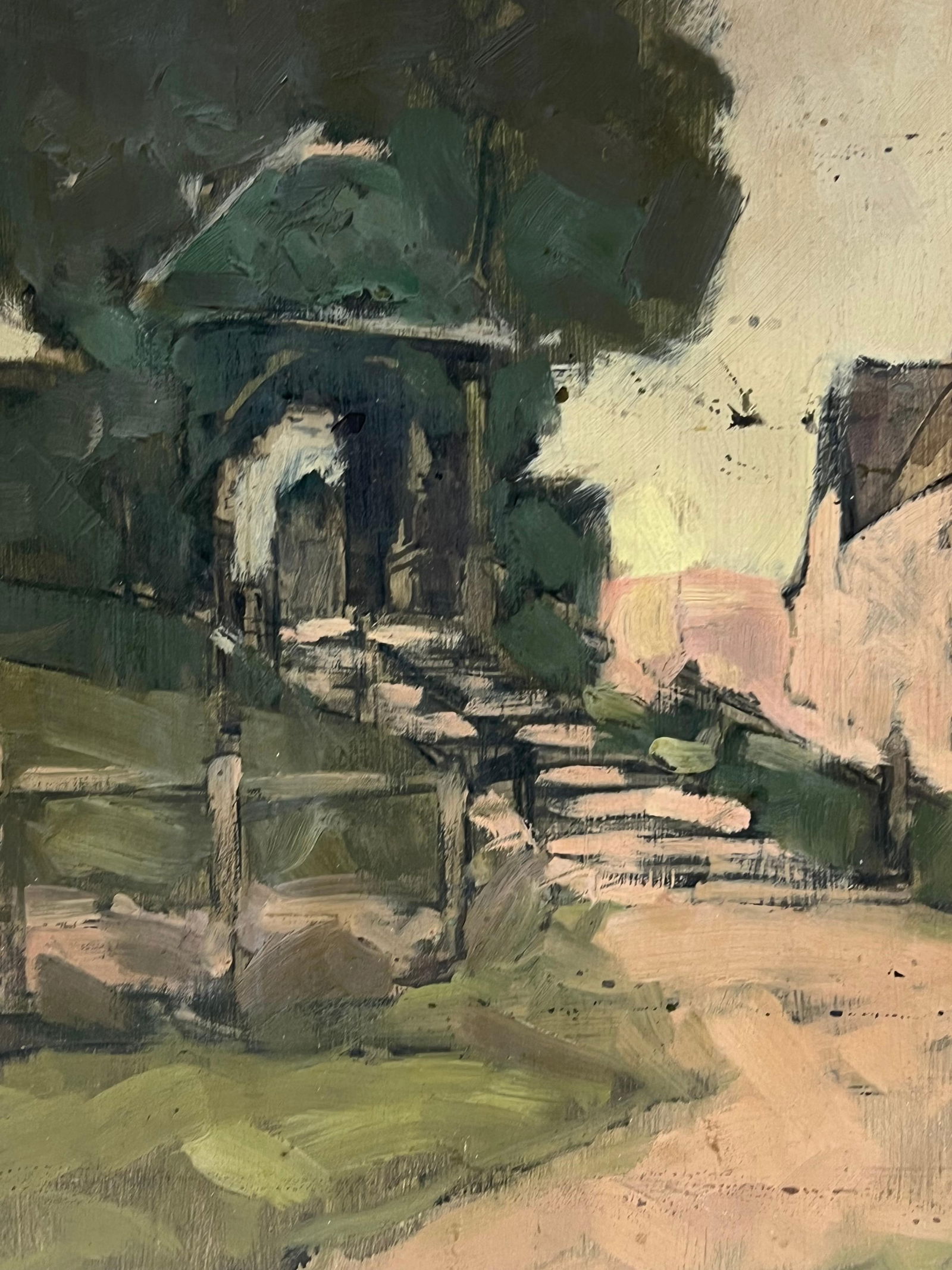 Harold Storey; 1920's Scottish Impressionist Oil Painting Pink Step Pathway Rustic Archway, 1925 - 14