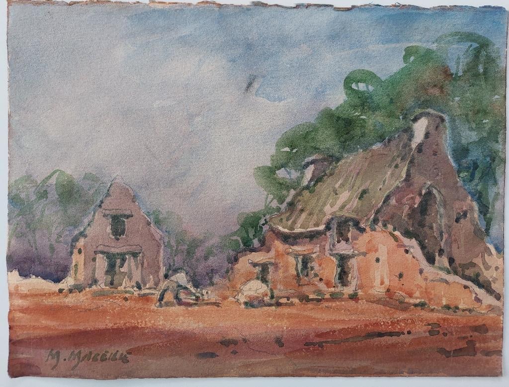 French Modernist Cubist Painting Village Work, 20th Century - 14