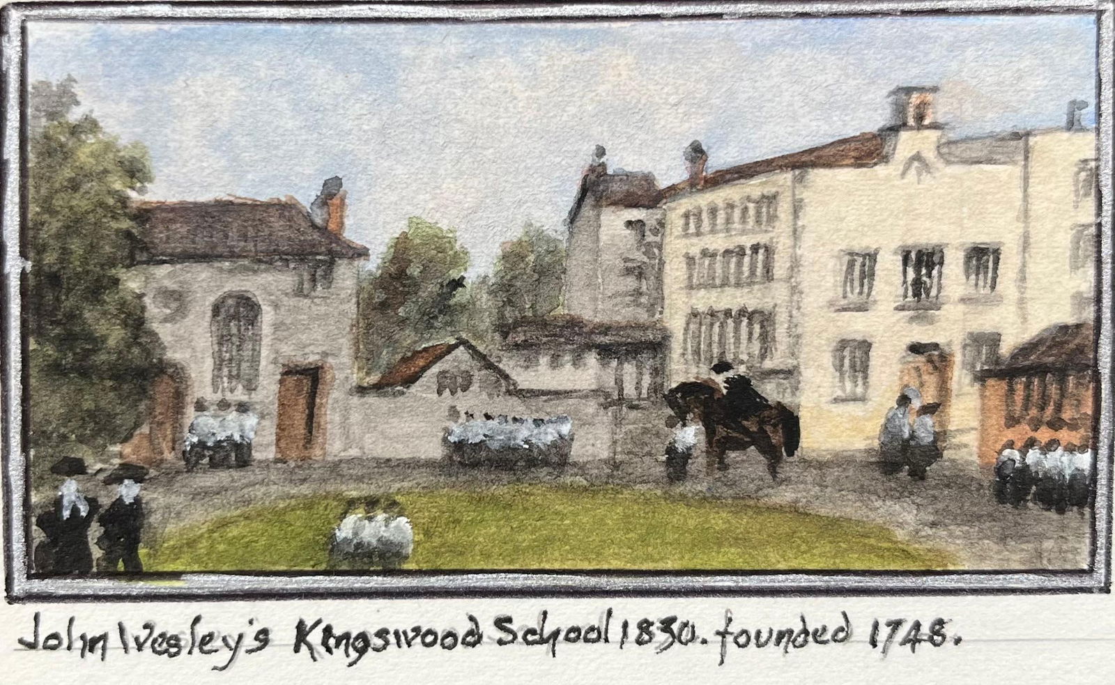 Jack Grunwell; John Wesley Kingswood School Bristol 1830 Historic Minature Watercolor - 2