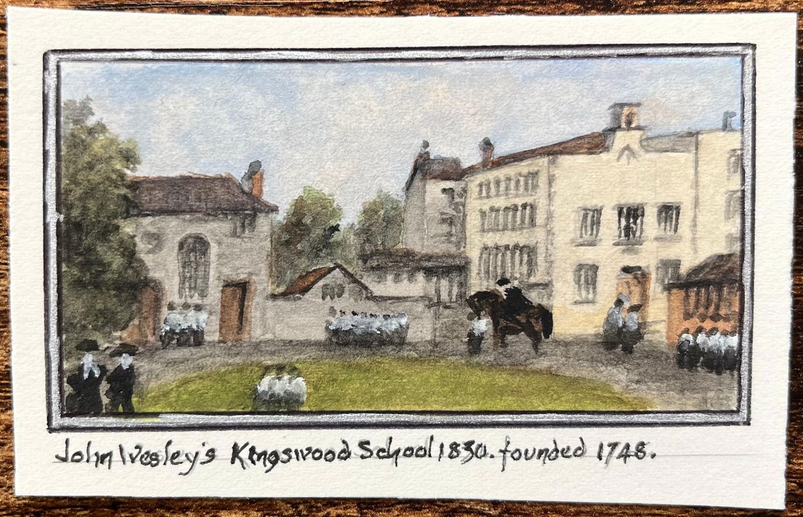 Jack Grunwell; John Wesley Kingswood School Bristol 1830 Historic Minature Watercolor - 3
