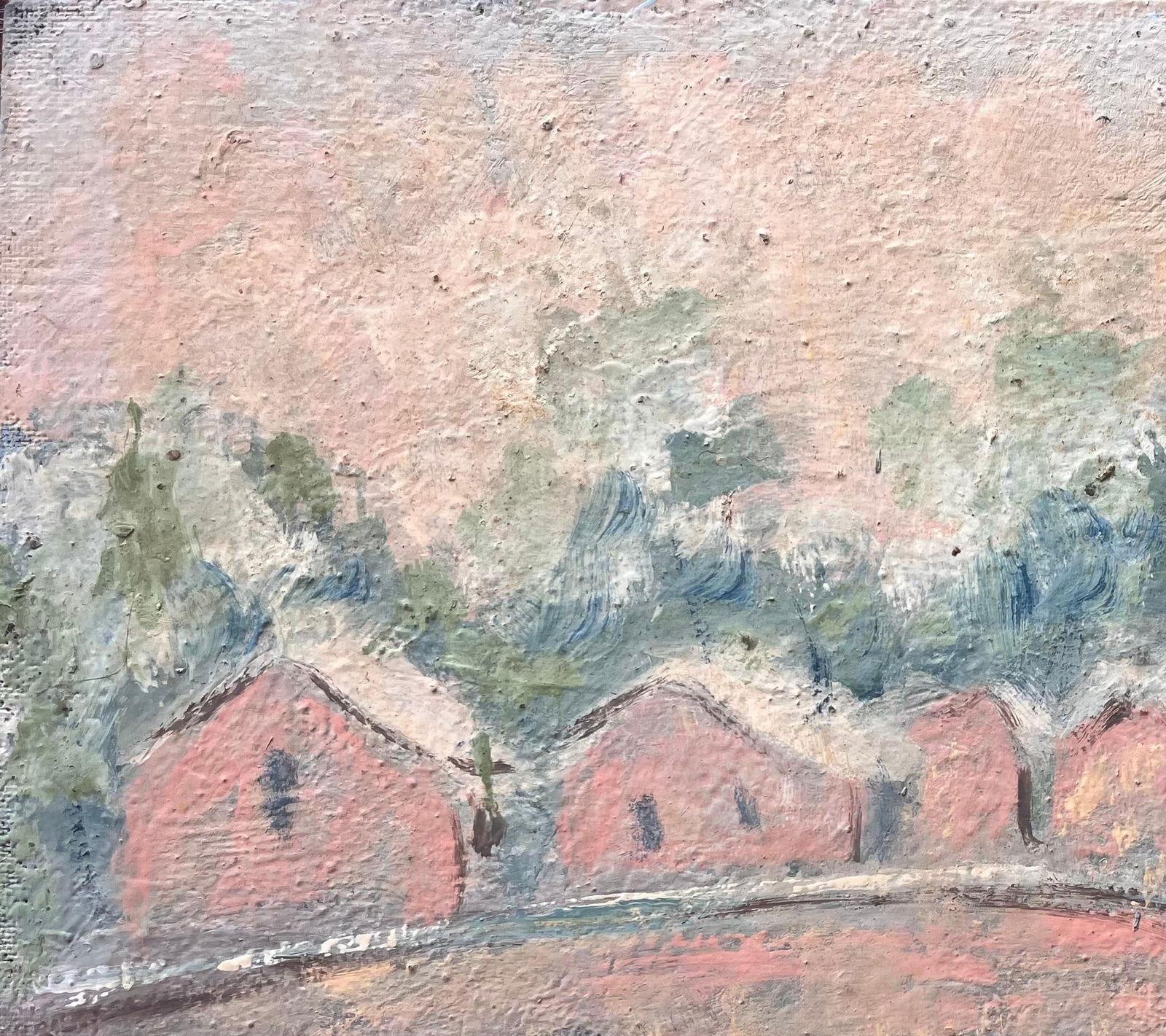 Fanch Lel; French Impressionist Pastel Landscape of Arched Bridge and Riverside Cottages - 9