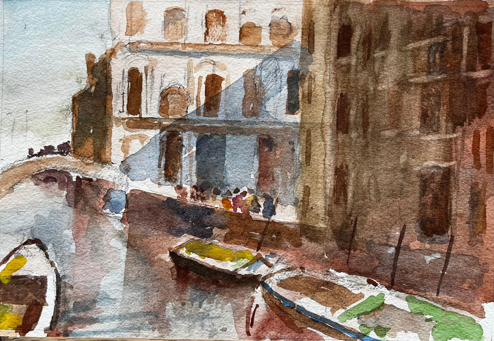 Anthony Herbert; Venice Canal Scene with Gondolas Signed Watercolour by Tony Herbert - 15