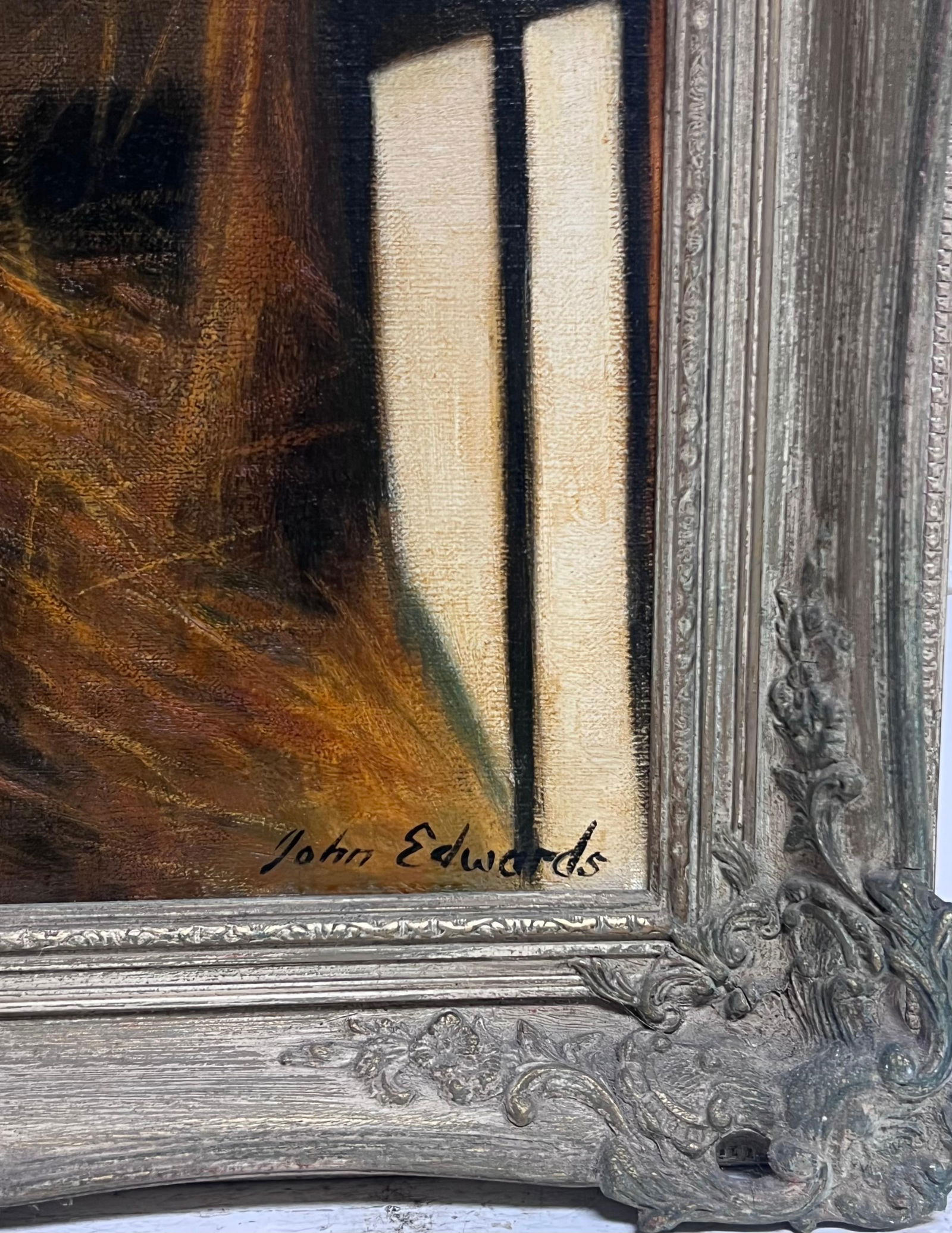 John Edwards; The Thatcher Traditional English Rural Crafts Oil Painting Portrait Straw Roofer - 7