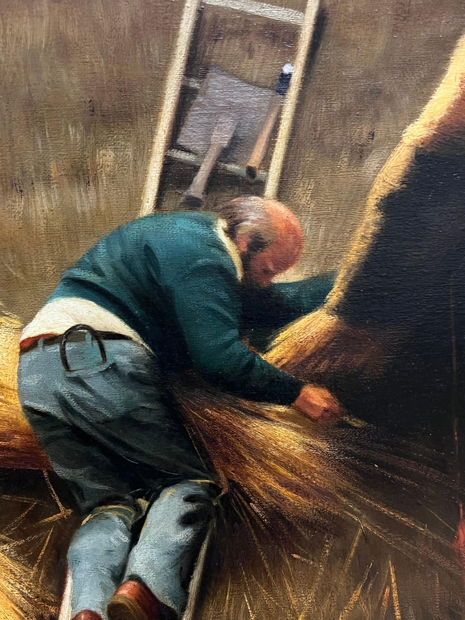 John Edwards; The Thatcher Traditional English Rural Crafts Oil Painting Portrait Straw Roofer - 2