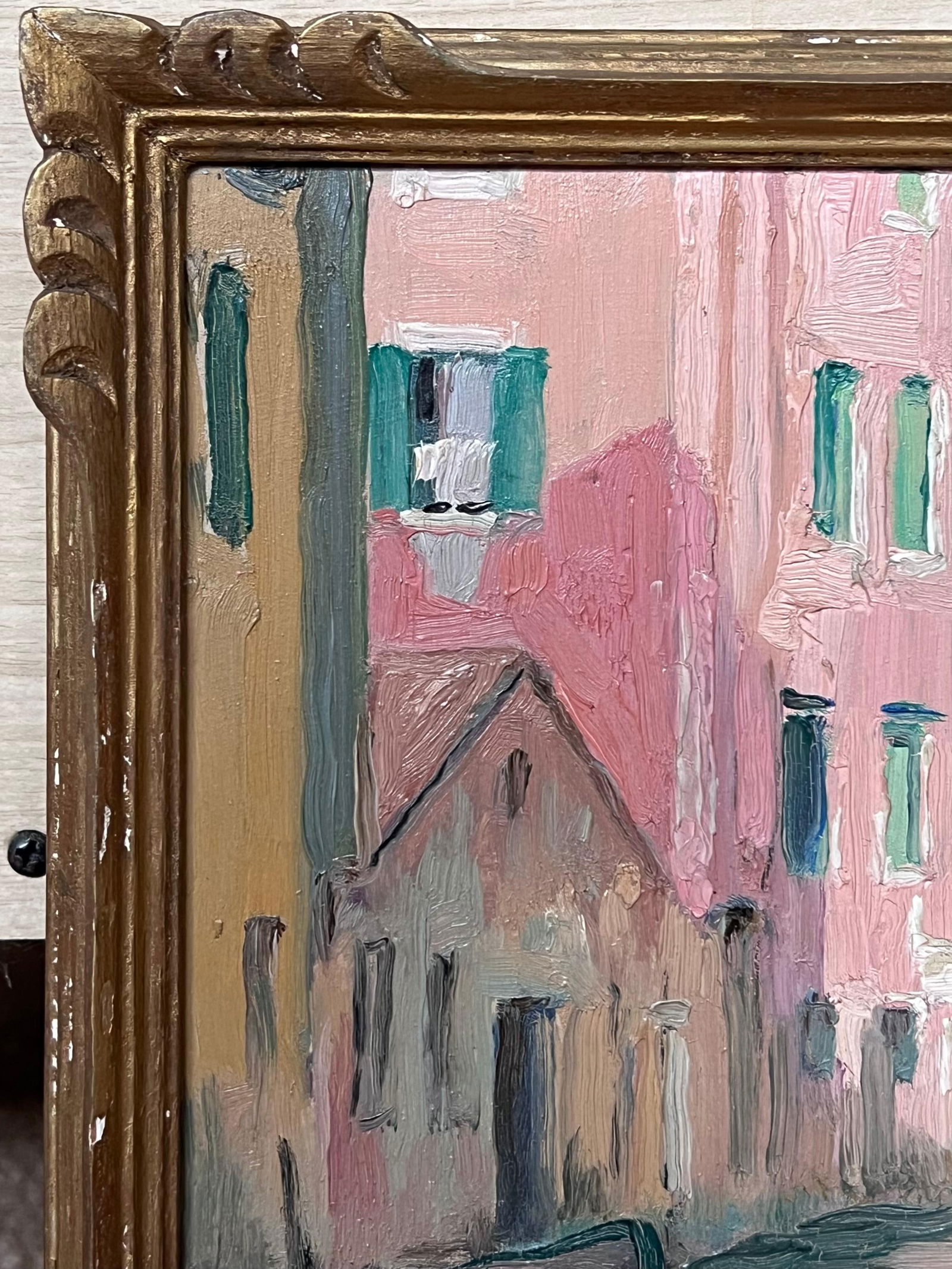 Etienne Auguste Krier ; Early 1900's French Impressionist Oil Sketch Quiet Venetian Backwater Canal - 11