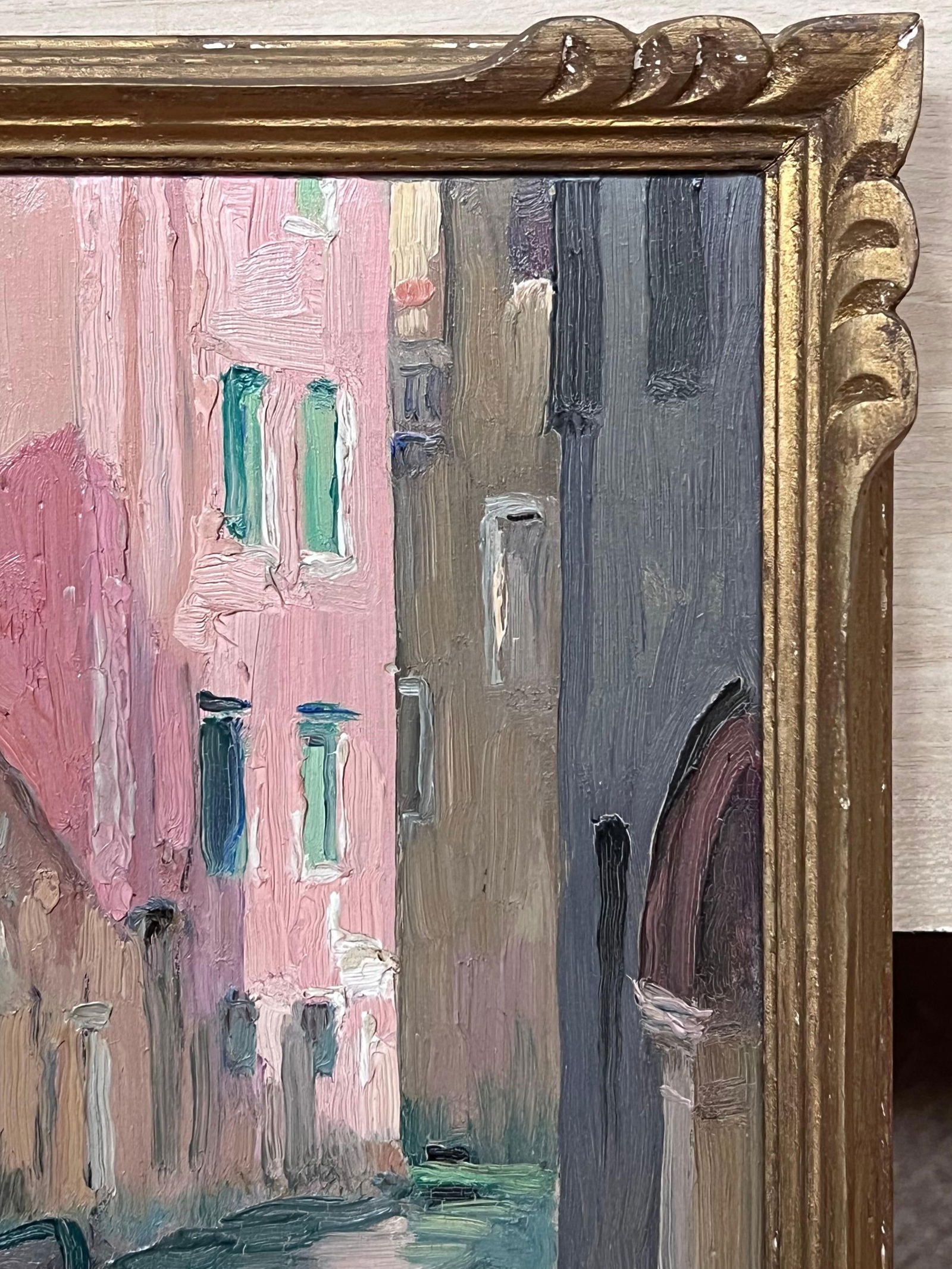 Etienne Auguste Krier ; Early 1900's French Impressionist Oil Sketch Quiet Venetian Backwater Canal - 20