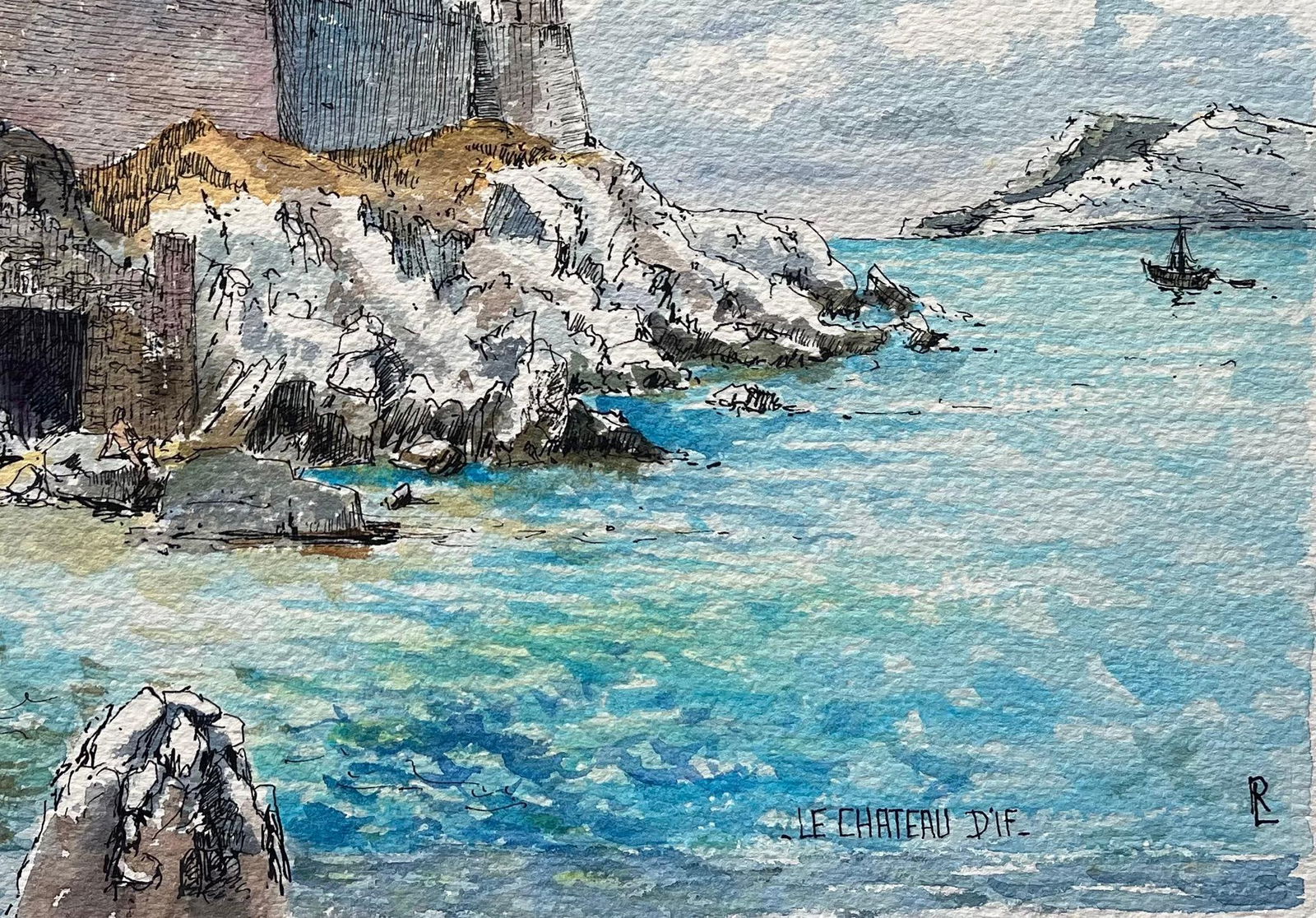 Robert Lepine (1929 - 2017); French Watercolor of Château d’If Marseille Watercolor with - 18