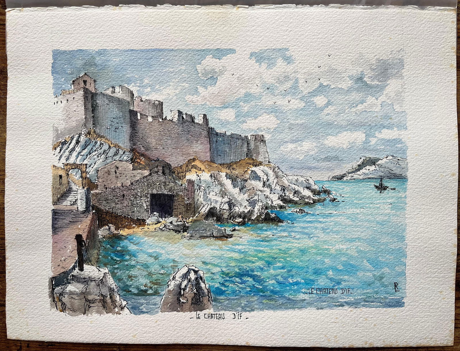 Robert Lepine (1929 - 2017); French Watercolor of Château d’If Marseille Watercolor with - 8