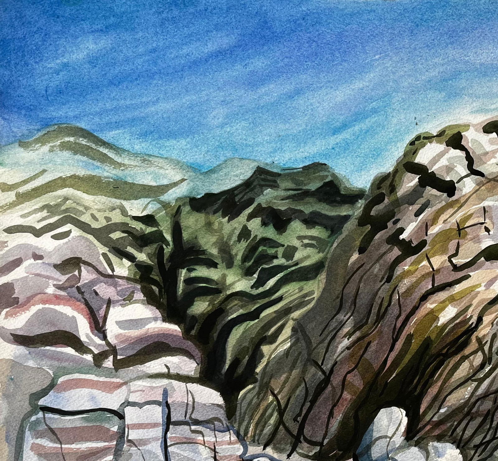 John Steane (b.1931); Dorset Coast Abstract Rock Formations with Pebble Beach 1990 Signed - 9