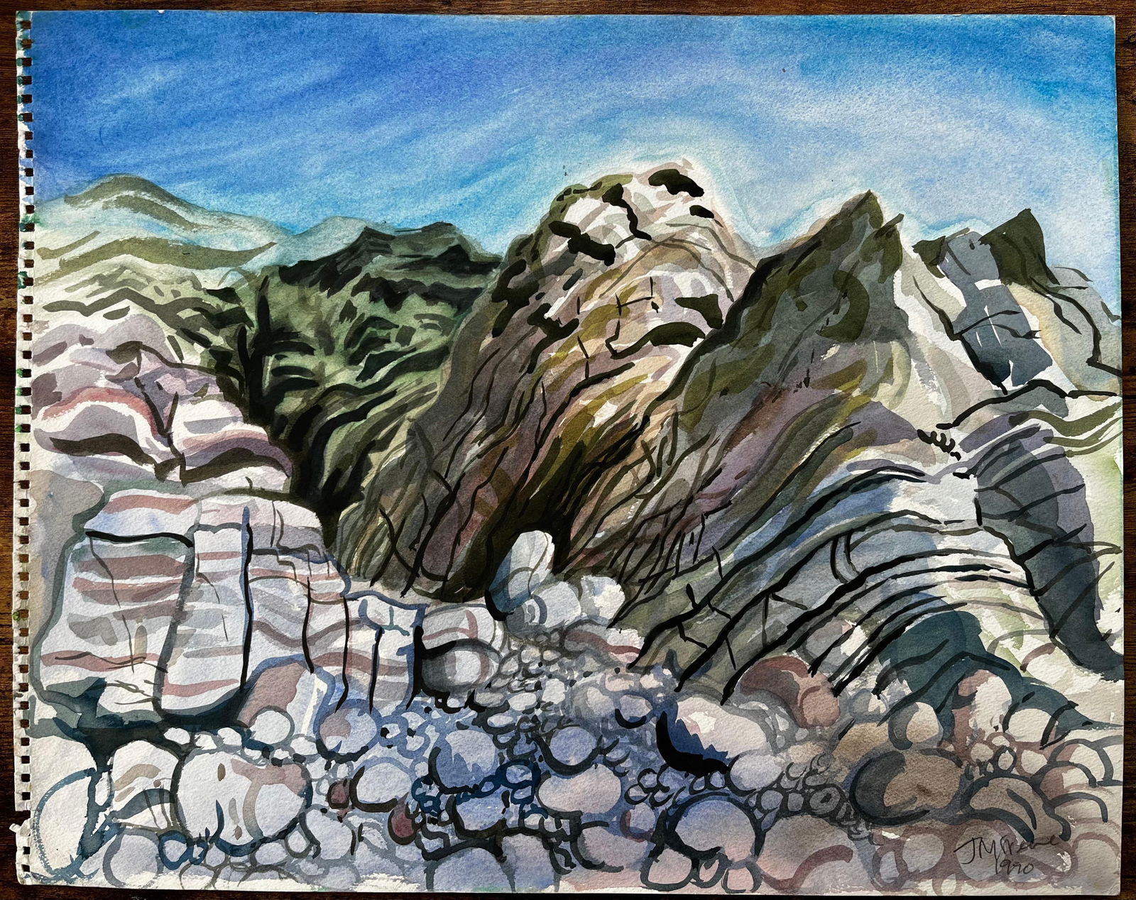 John Steane (b.1931); Dorset Coast Abstract Rock Formations with Pebble Beach 1990 Signed - 13