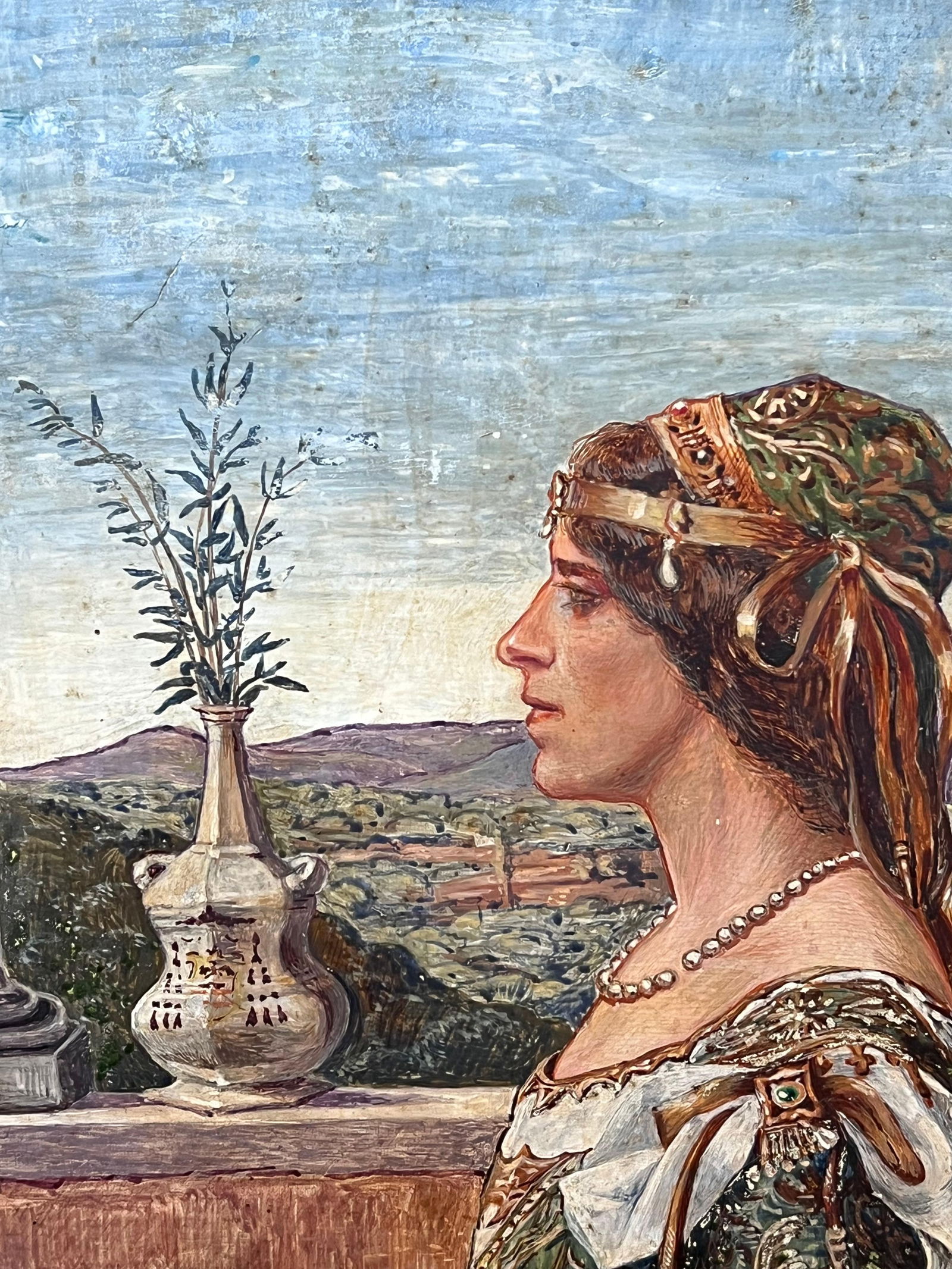 Rome School; Portrait of Renaissance Lady Classical Medici Style Garden Italian Ornate Frame - 11