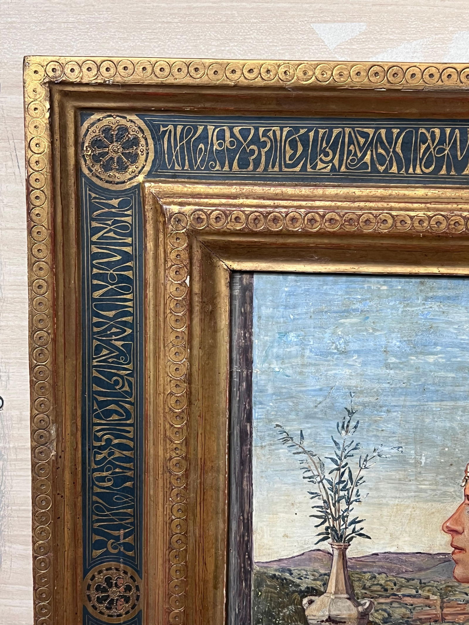 Rome School; Portrait of Renaissance Lady Classical Medici Style Garden Italian Ornate Frame - 12