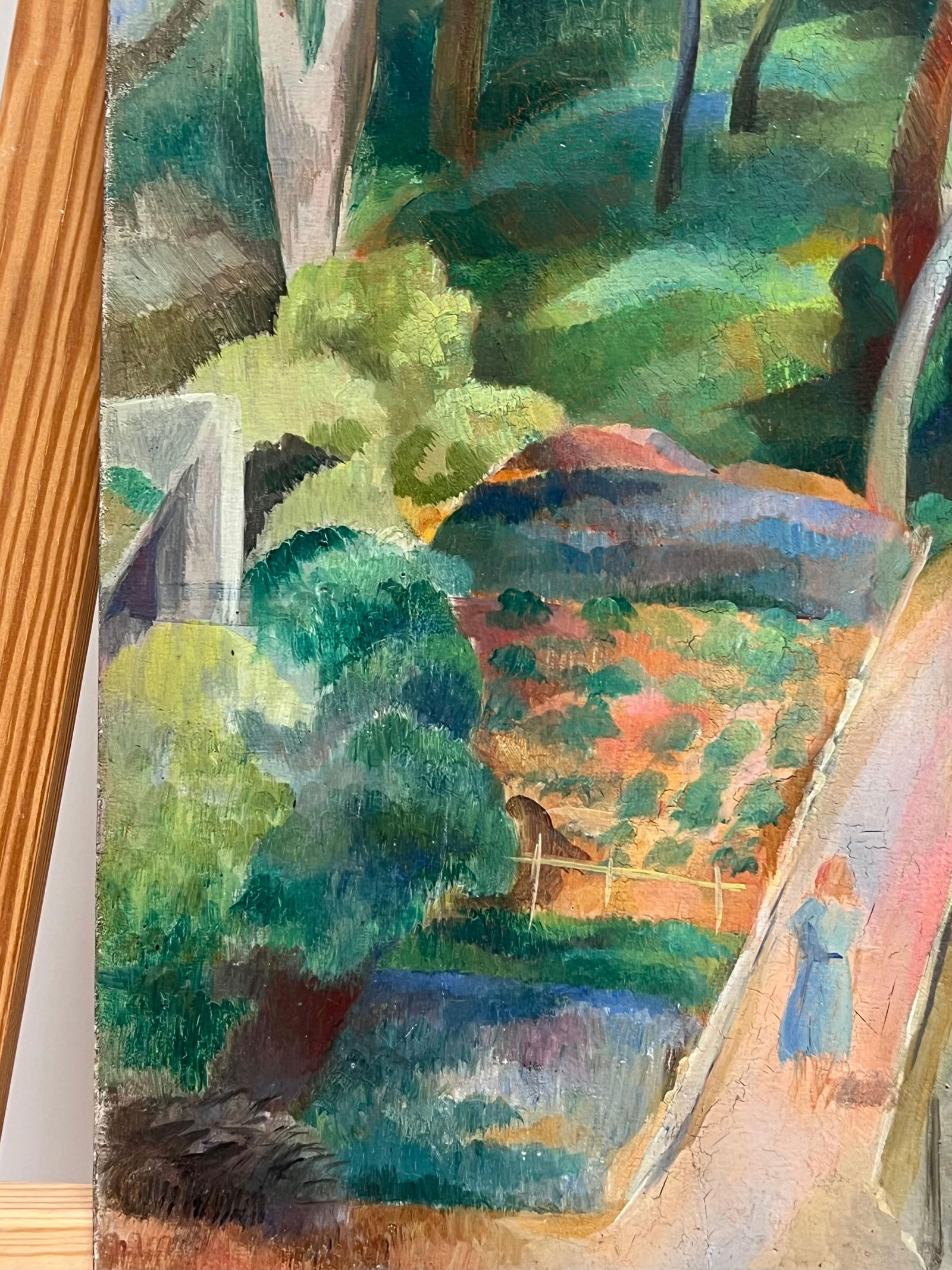 Ecole de Paris; 1930's Ecole de Paris Oil Painting Lady Walking in Garden Fauvist Influence - 7