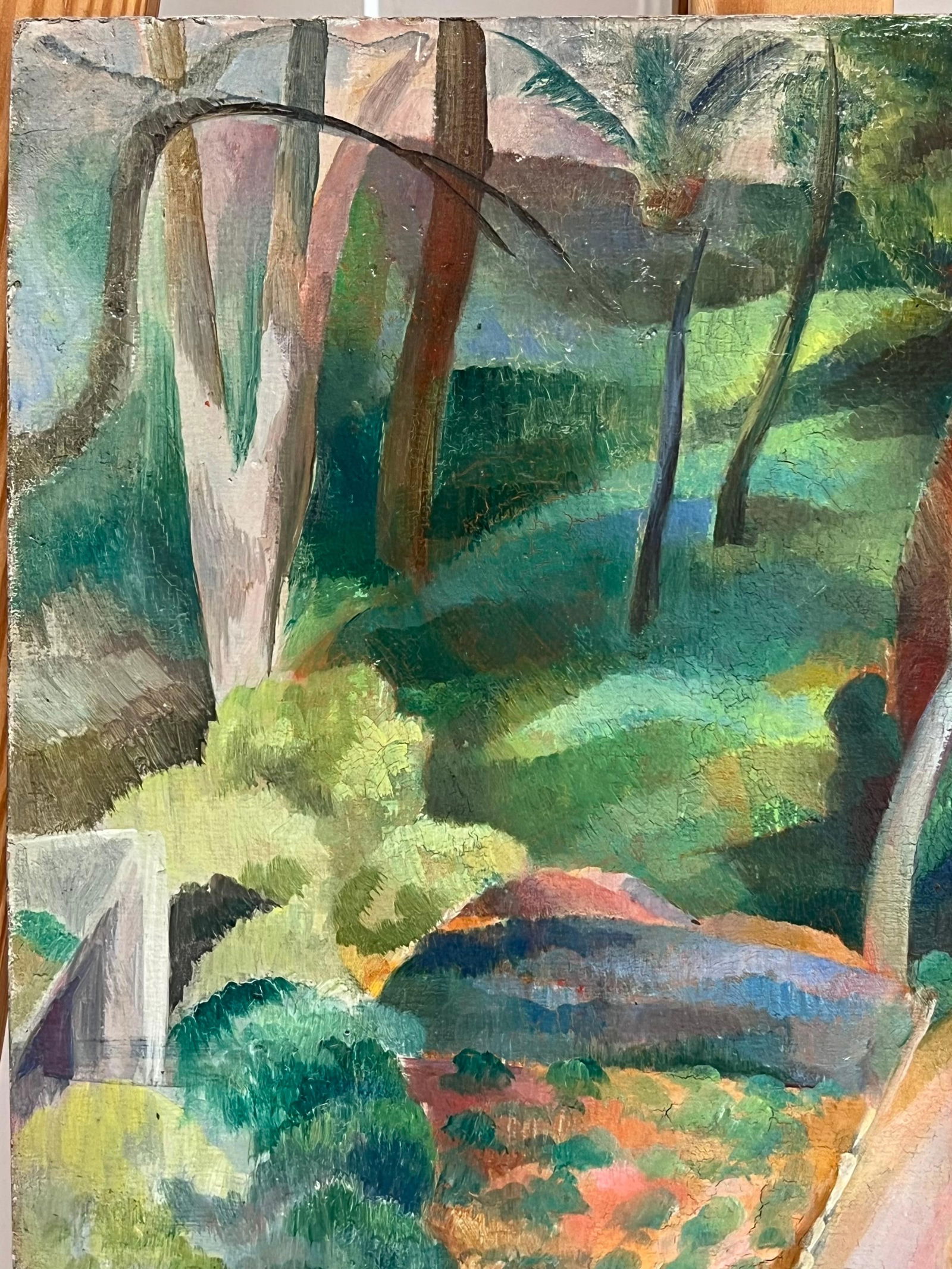 Ecole de Paris; 1930's Ecole de Paris Oil Painting Lady Walking in Garden Fauvist Influence - 2