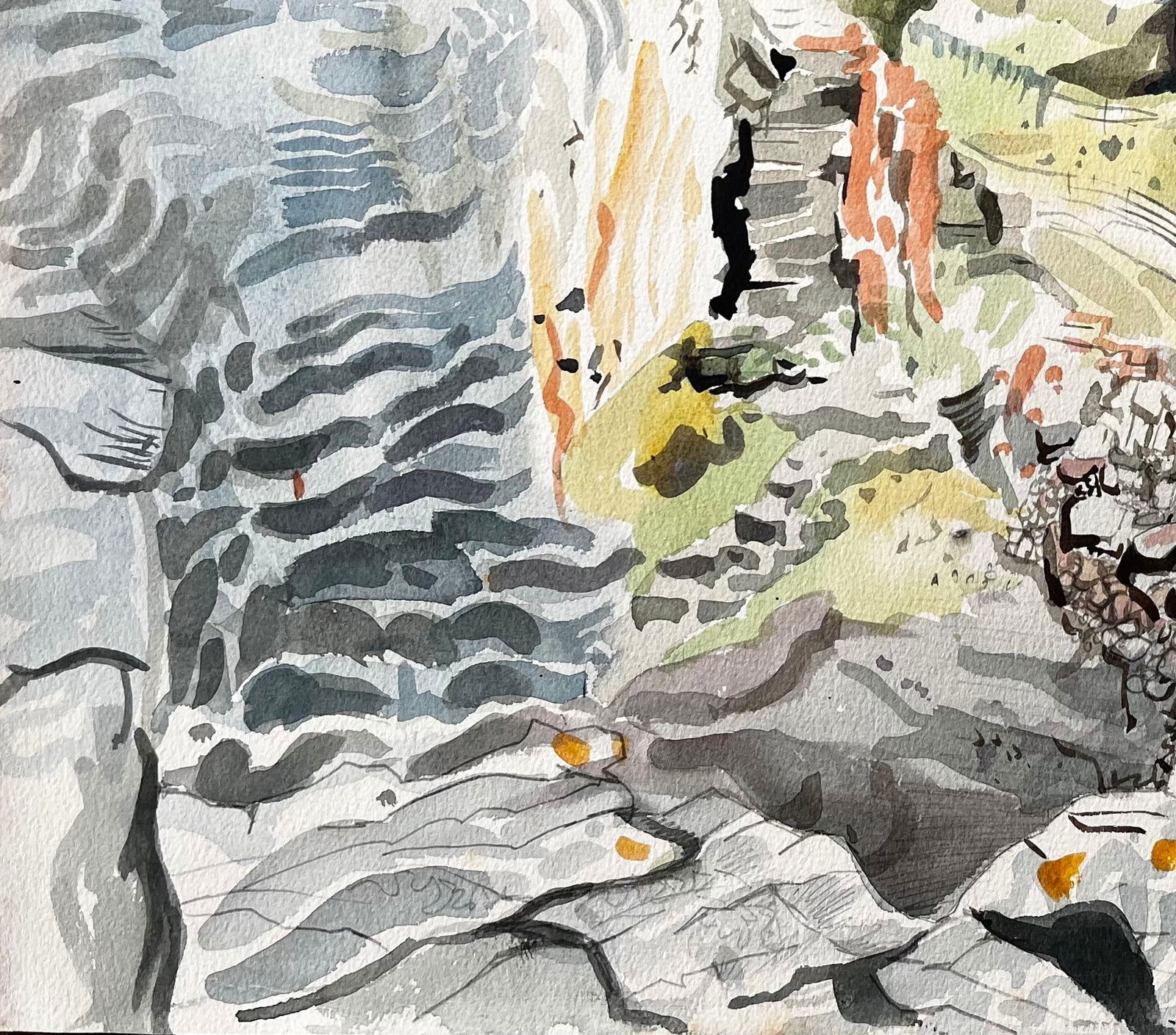 John Steane (b.1931); Dramatic Dorset Coast Cliff Landscape Watercolour by John Steane 1971, 1971 - 8